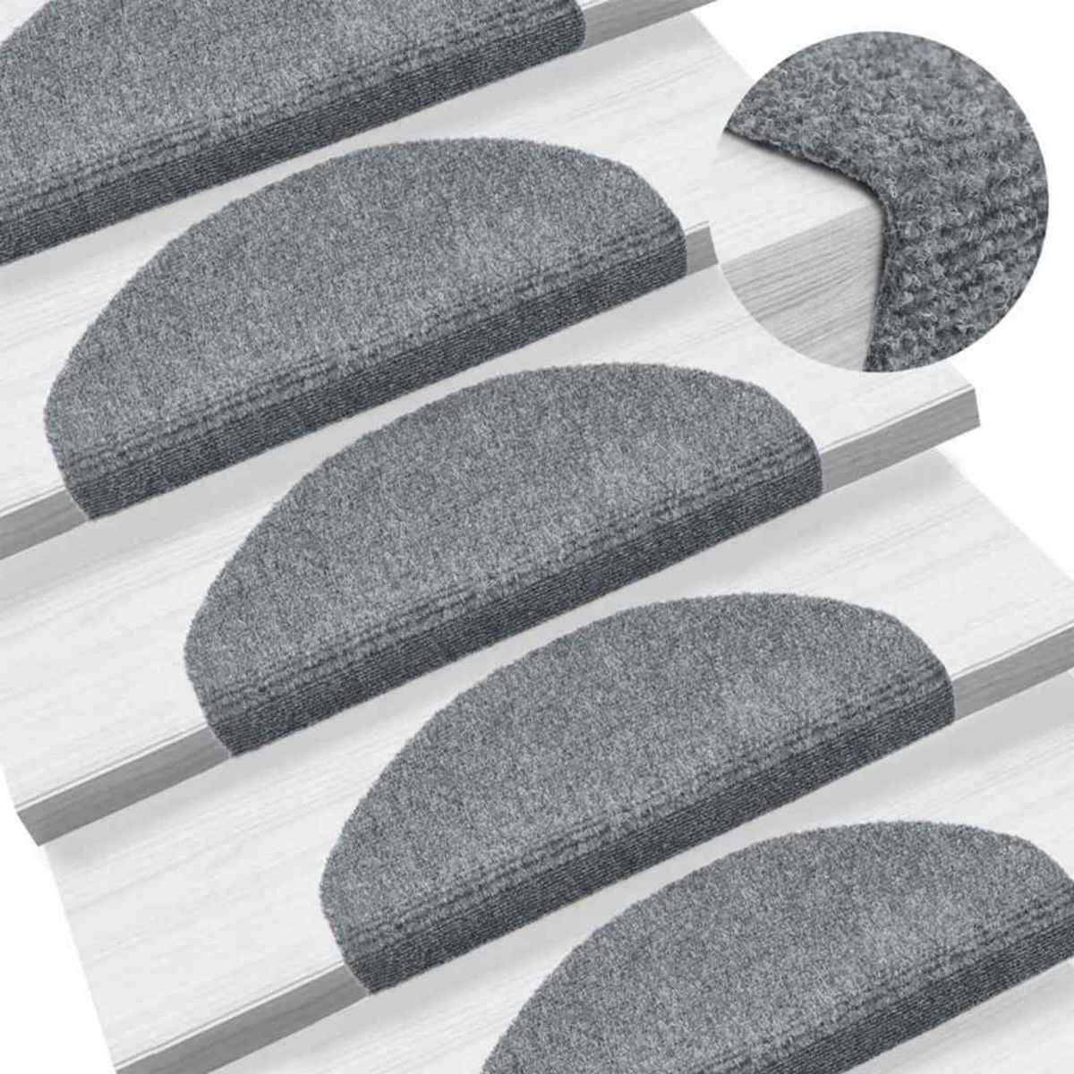 VIDAXL Tapis d'escalier autocollant 20 pcs gris clair 65x21x4 cm
