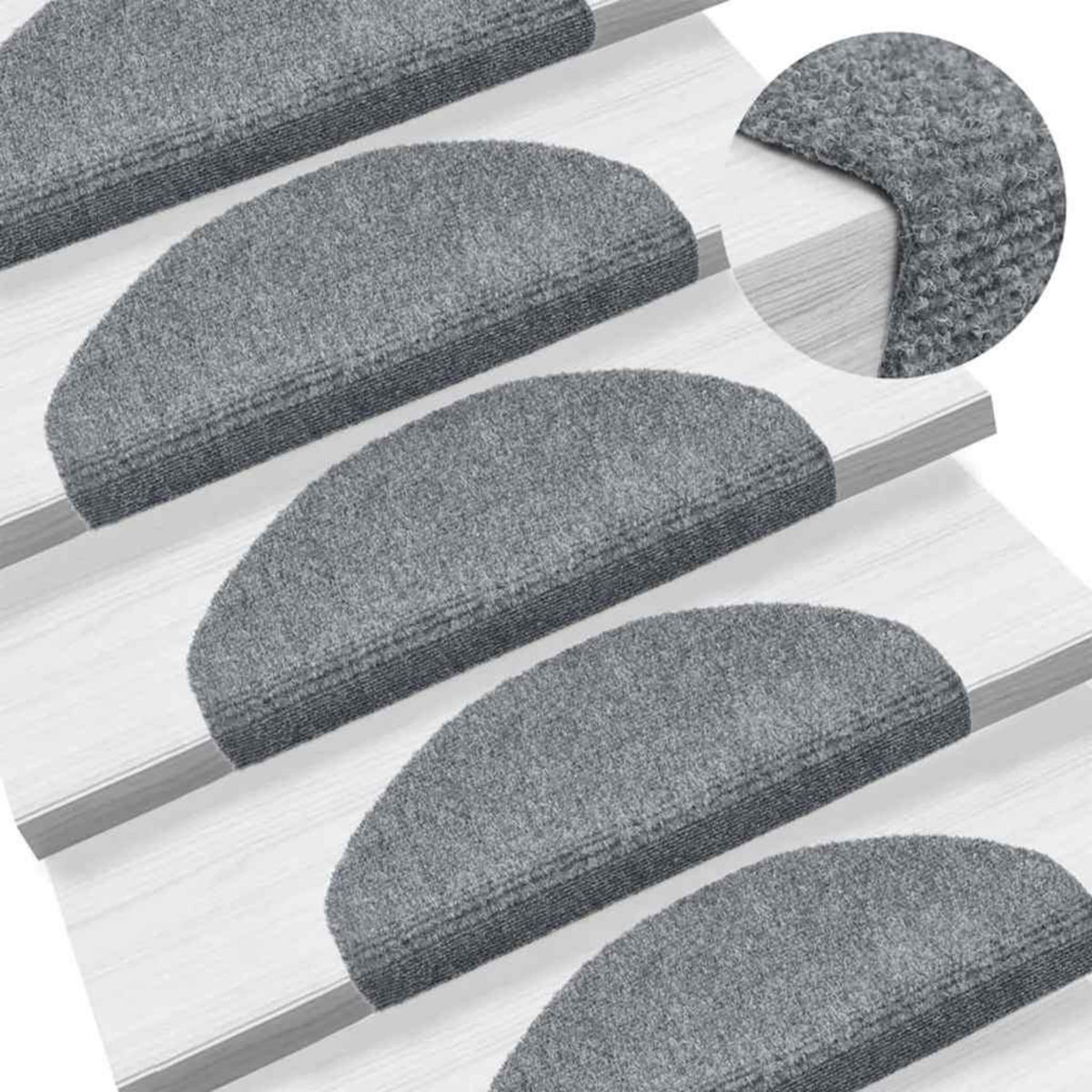 VIDAXL Tapis d'escalier autocollant 20 pcs gris clair 65x21x4 cm
