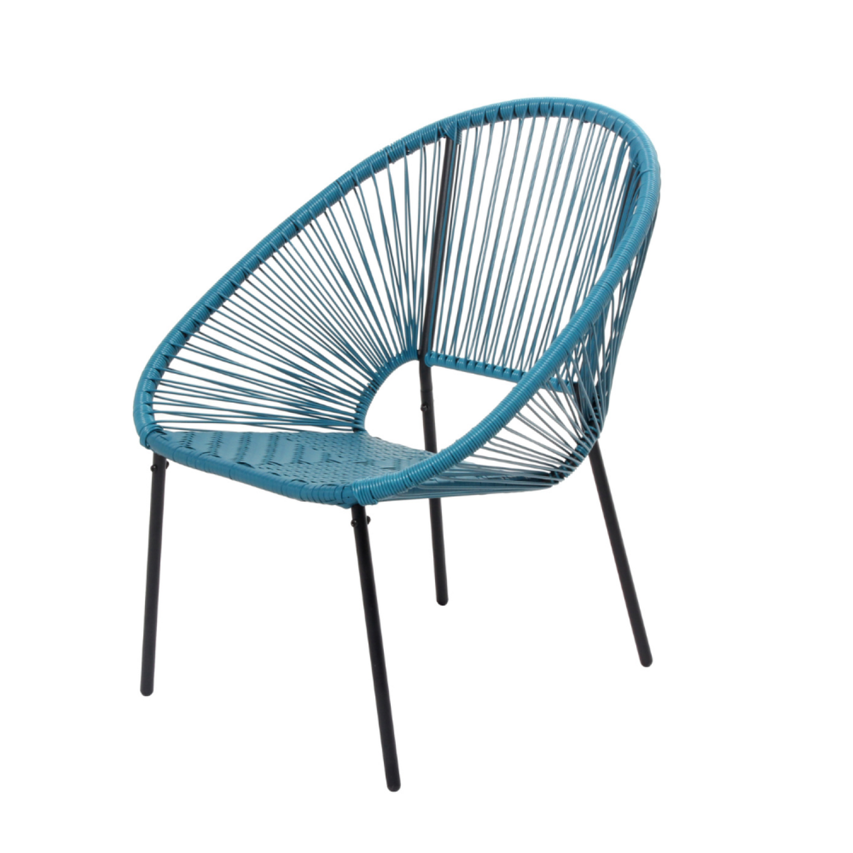 CONCEPT USINE Set de 2 fauteuils + table basse bleu ACAPULCO