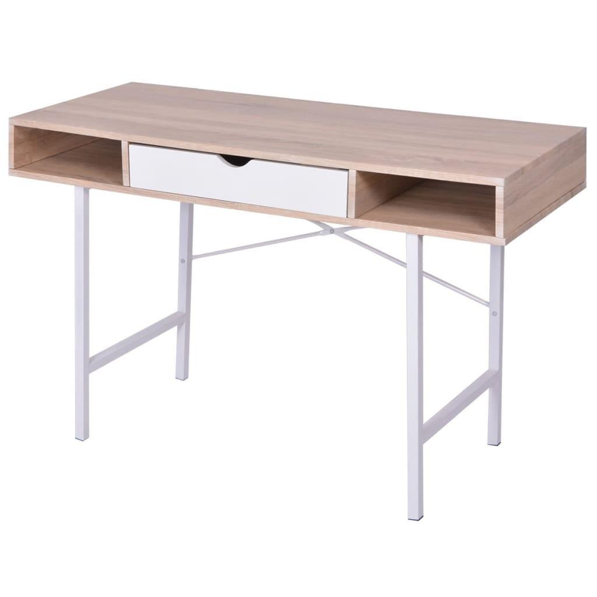 VIDAXL Bureau avec 1 compartiment chene et blanc