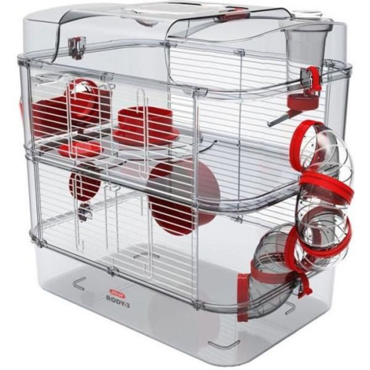 Zolux ZOLUX Cage sur 2 étages pour hamsters, souris et gerbilles - Rody3 duo - L 41 x p 27 x h 40,5 cm - Grenadine