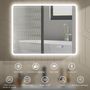 Voir la diapositive 4 : HOMCOM Miroir lumineux LED salle de bain 90 x 70 cm bluetooth interrupteur tactile lumière réglable 3 couleurs fonction anti-buée et mémoire
