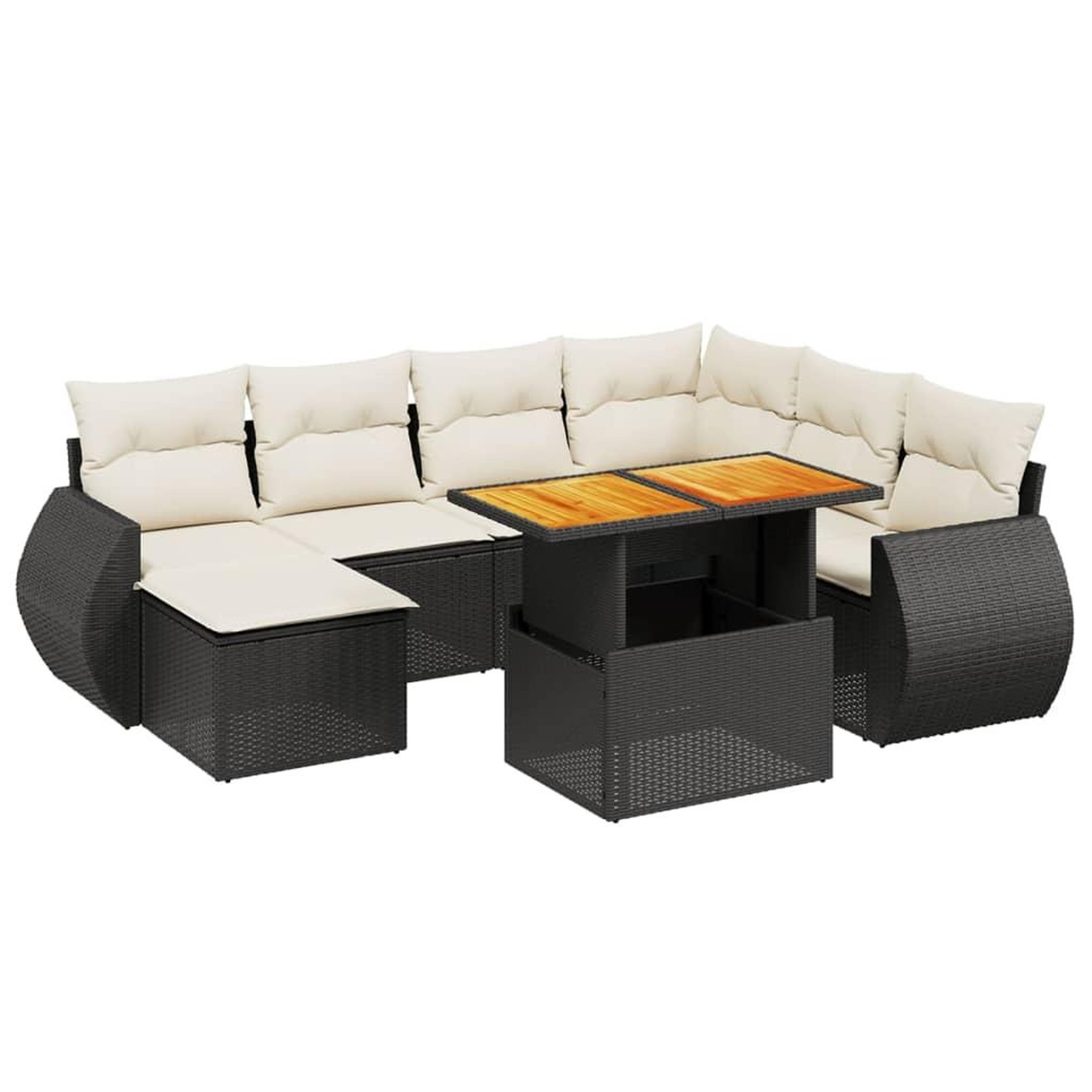 Voir la diapositive 2 : VIDAXL Salon de jardin 8 pcs avec coussins noir resine tressee