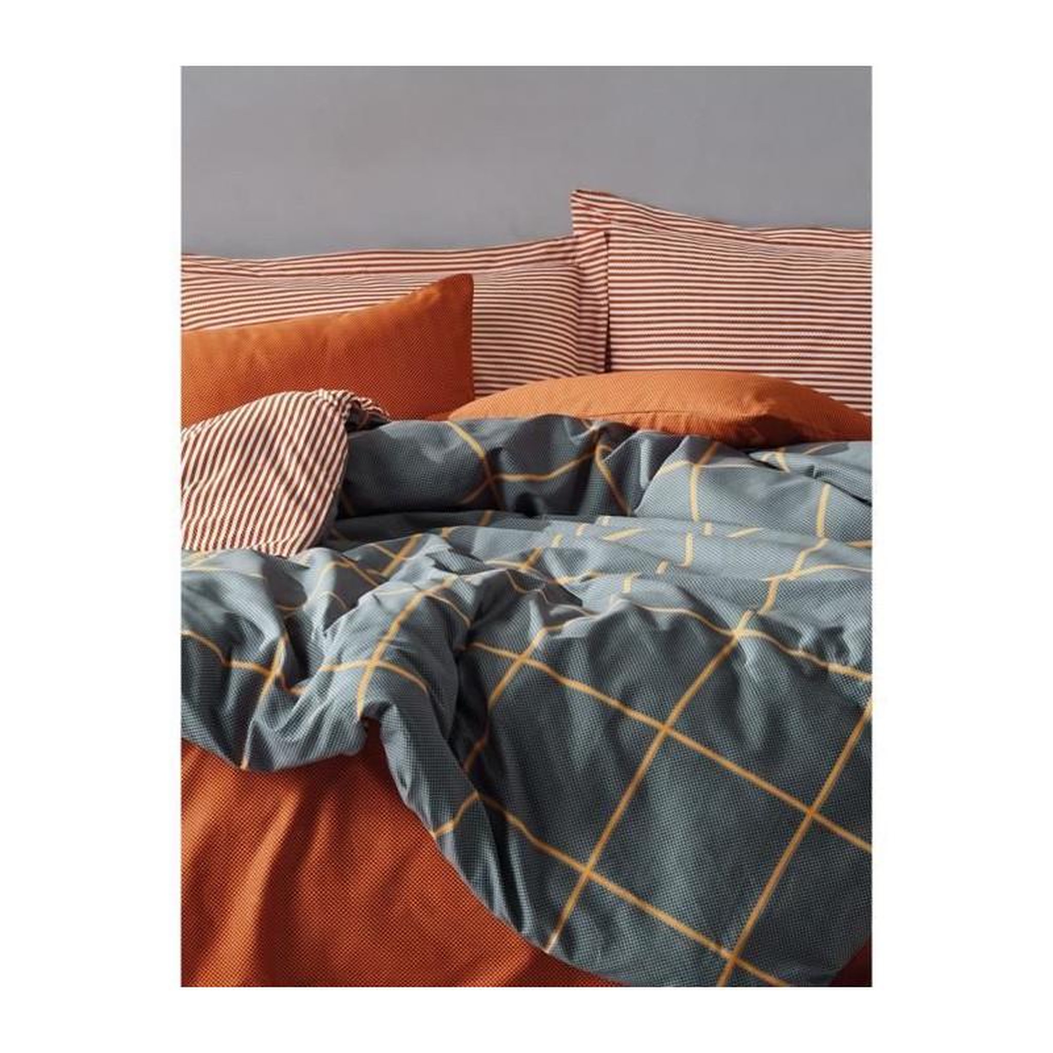 Voir la diapositive 4 : GENERIQUE Parure de lit - 129CTN62590 - 1 housse de couette 220 x 240 cm + 2 taies d'oreiller 60 x 60 cm - 100% coton ranforcé - Cannelle