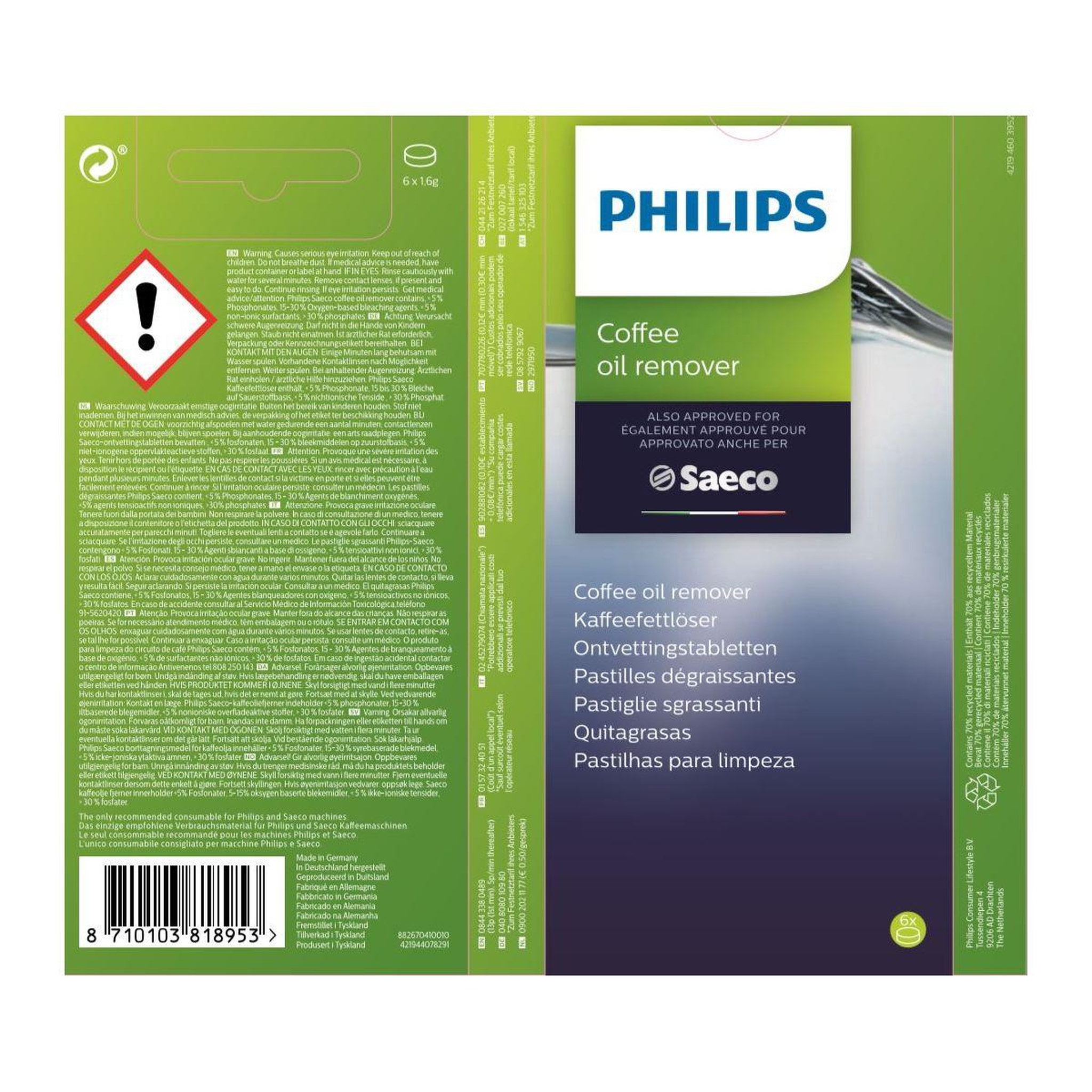 Voir la diapositive 2 : PHILIPS-SAECO Pastille Pastille dégraissante CA6704/10