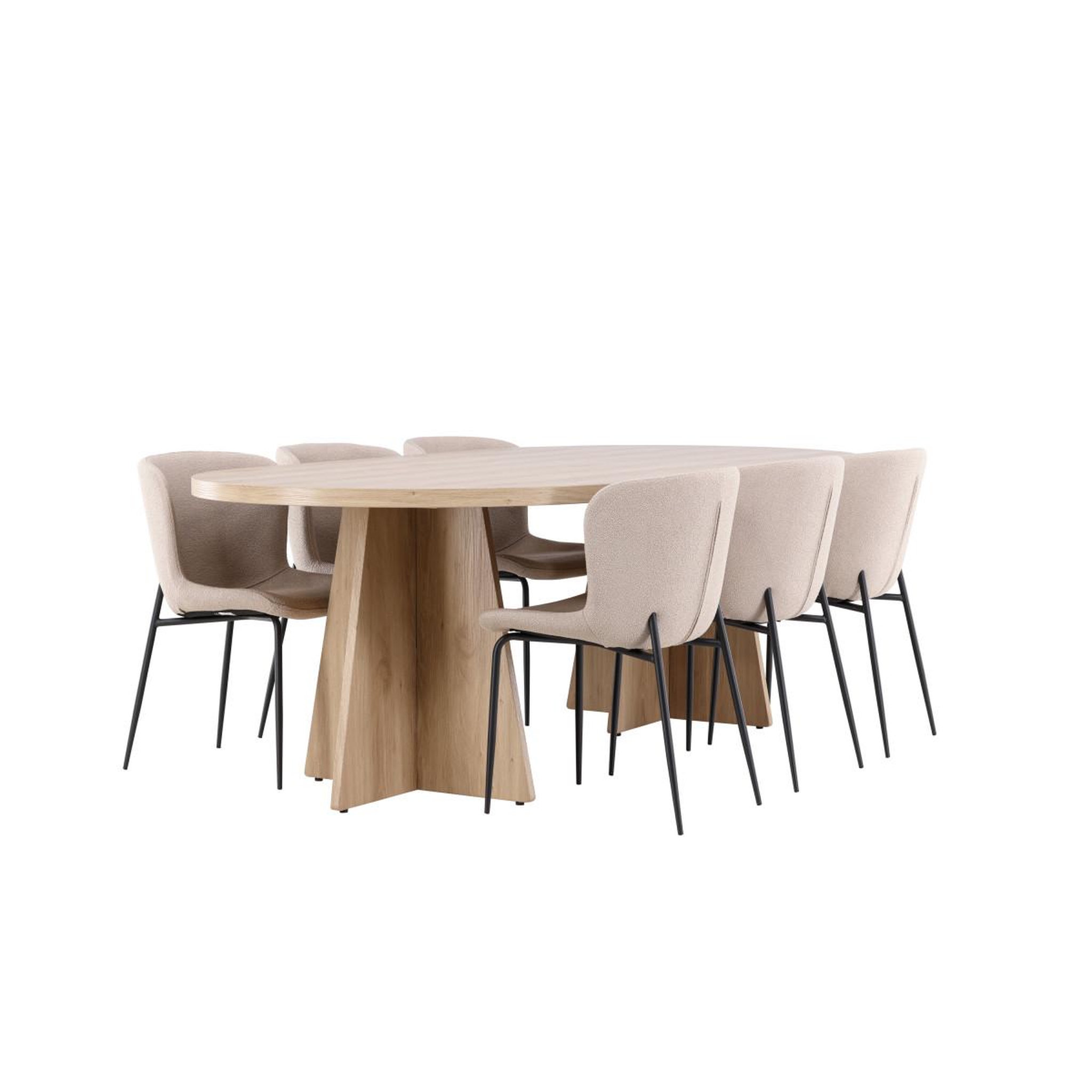 Voir la diapositive 4 : Paris Prix Ensemble table à manger & 6 chaises  bootcut & modesto  230cm naturel & beige