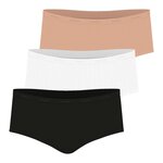 Athena Lot de 3 boxers femme Ecopack Basic. Coloris disponibles : Rose, Noir, Blanc