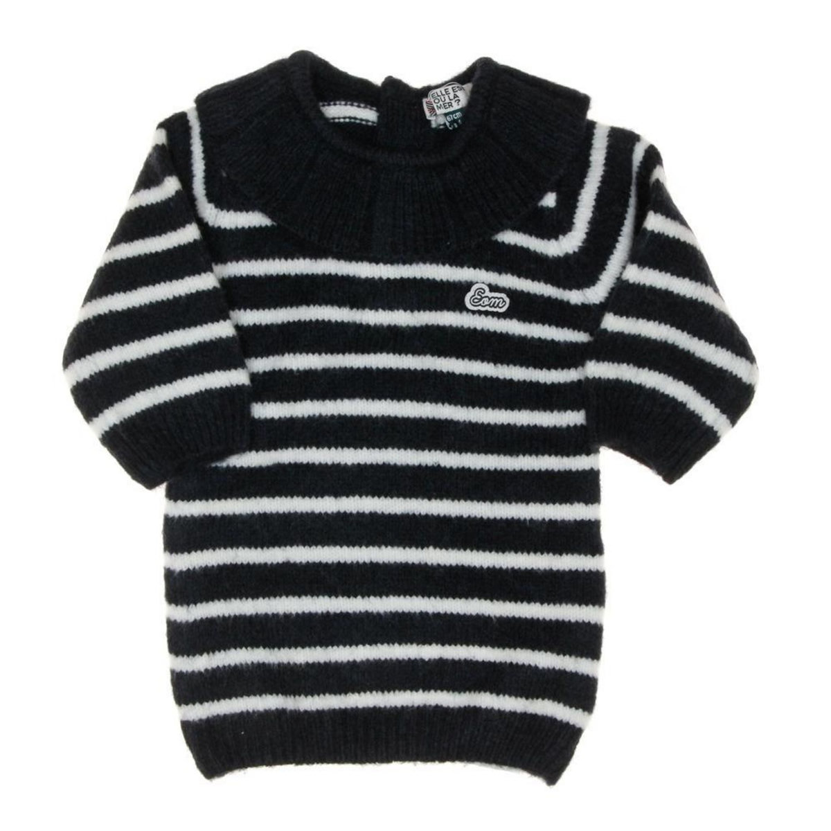 ELLE EST OU LA MER Robe Marinière Marine/Blanc Fille EOM Peti