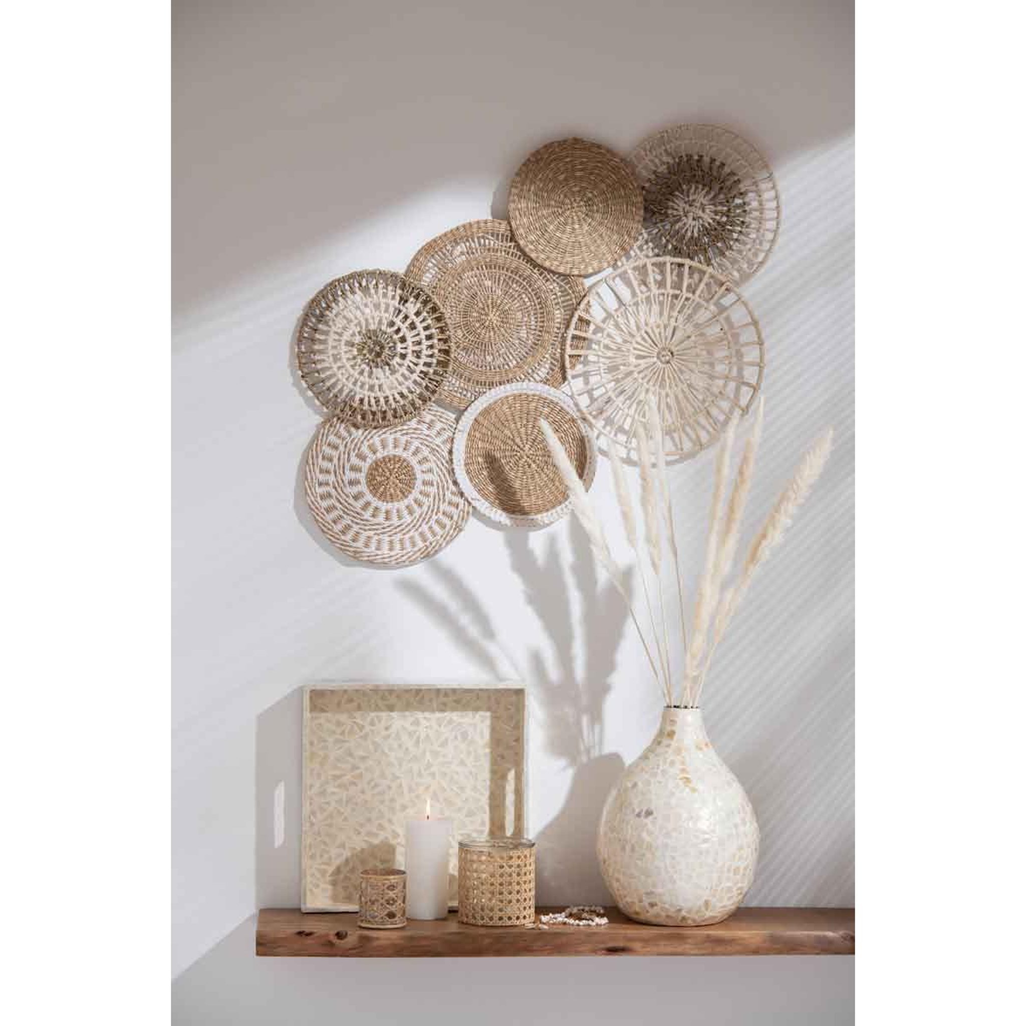 Voir la diapositive 2 : J-LINE Vase Goutte Motif Mosaïque  Nuye  33cm Ivoire