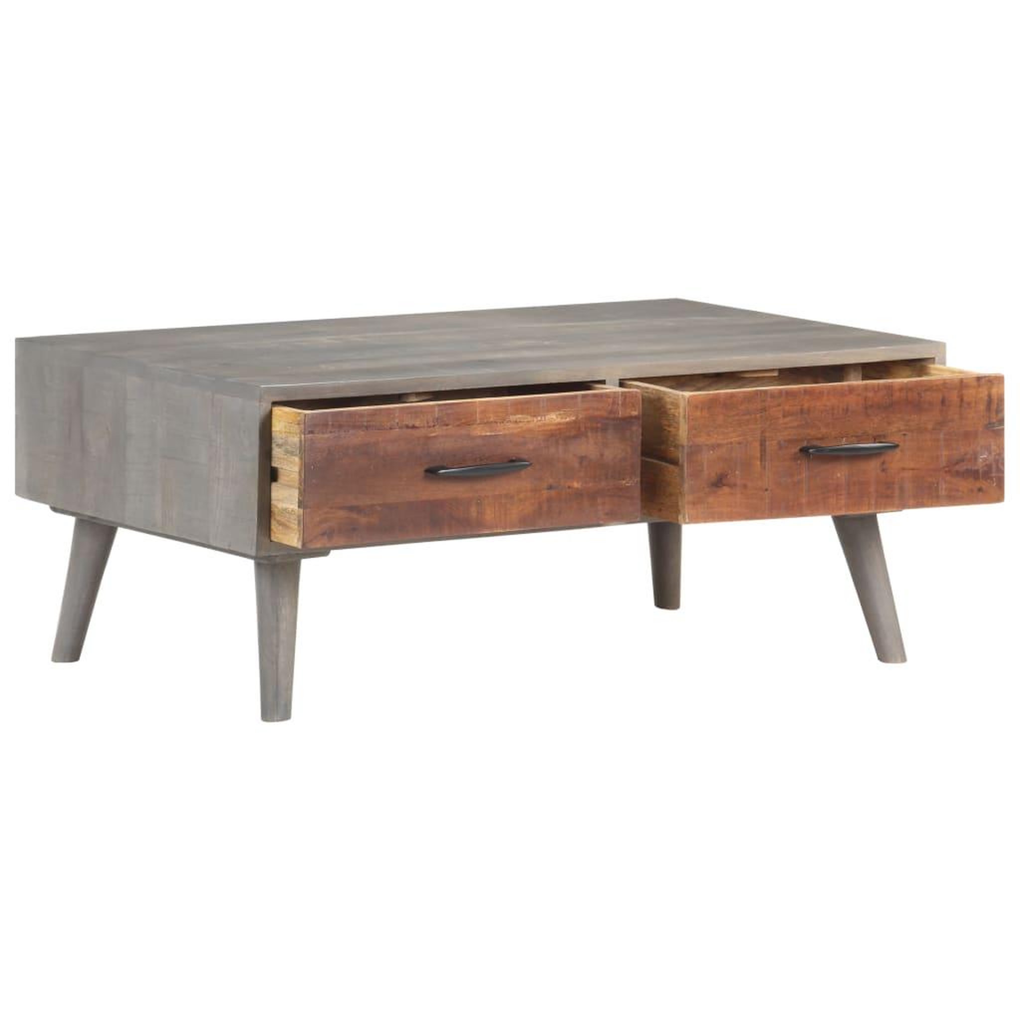 Voir la diapositive 2 : VIDAXL Table basse gris 100x60x40 cm bois massif de manguier brut