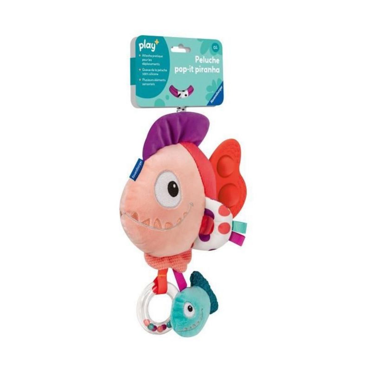 RAVENSBURGER Ravensburger -PLAY + - Peluche pop-it piranha rouge - Des la naissance - version française - 34015