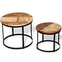 Voir la diapositive 2 : VIDAXL Table basse 2 pcs Bois recupere massif Rond 40 cm / 50 cm