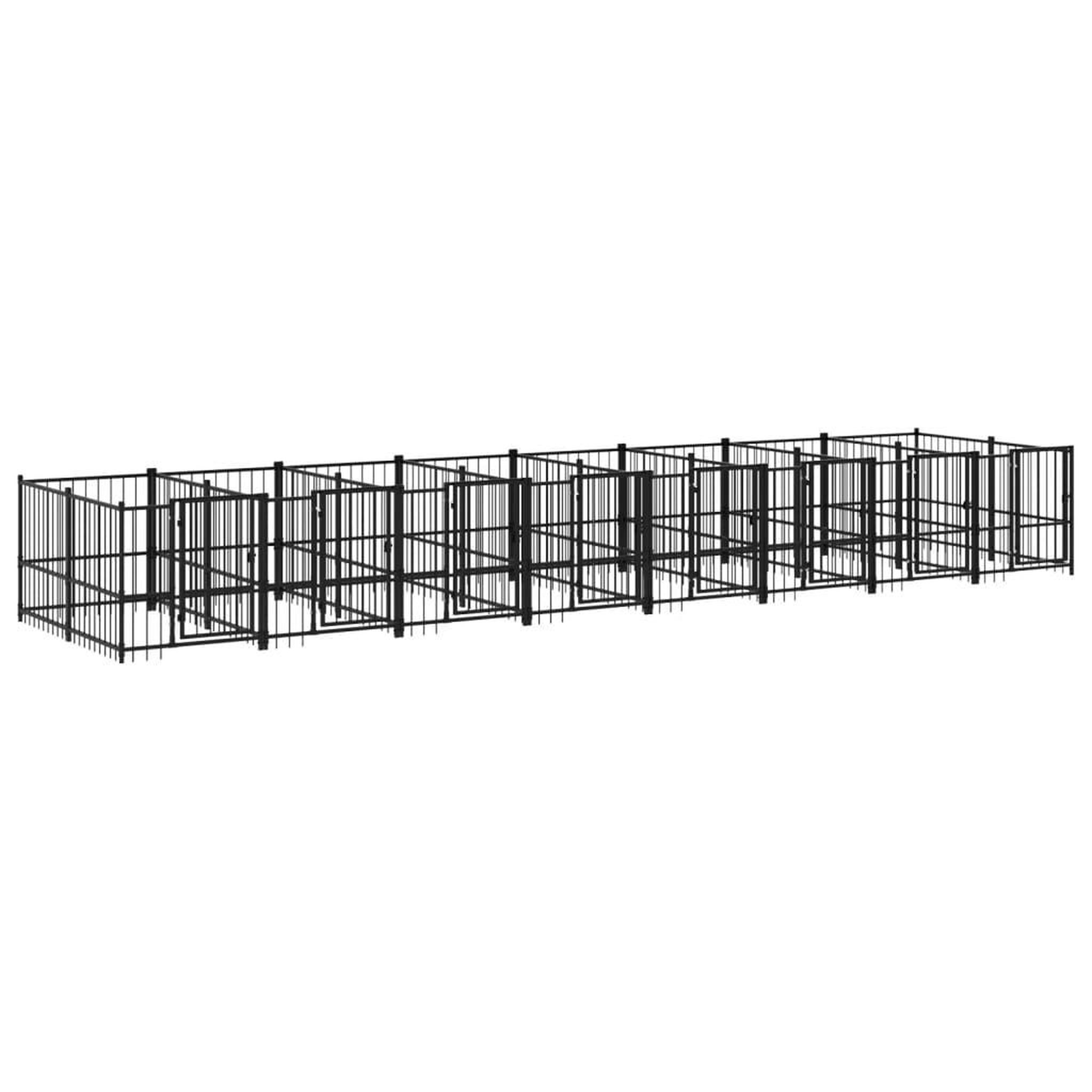 Voir la diapositive 2 : VIDAXL Chenil d'exterieur pour chiens Acier 15,02 m²