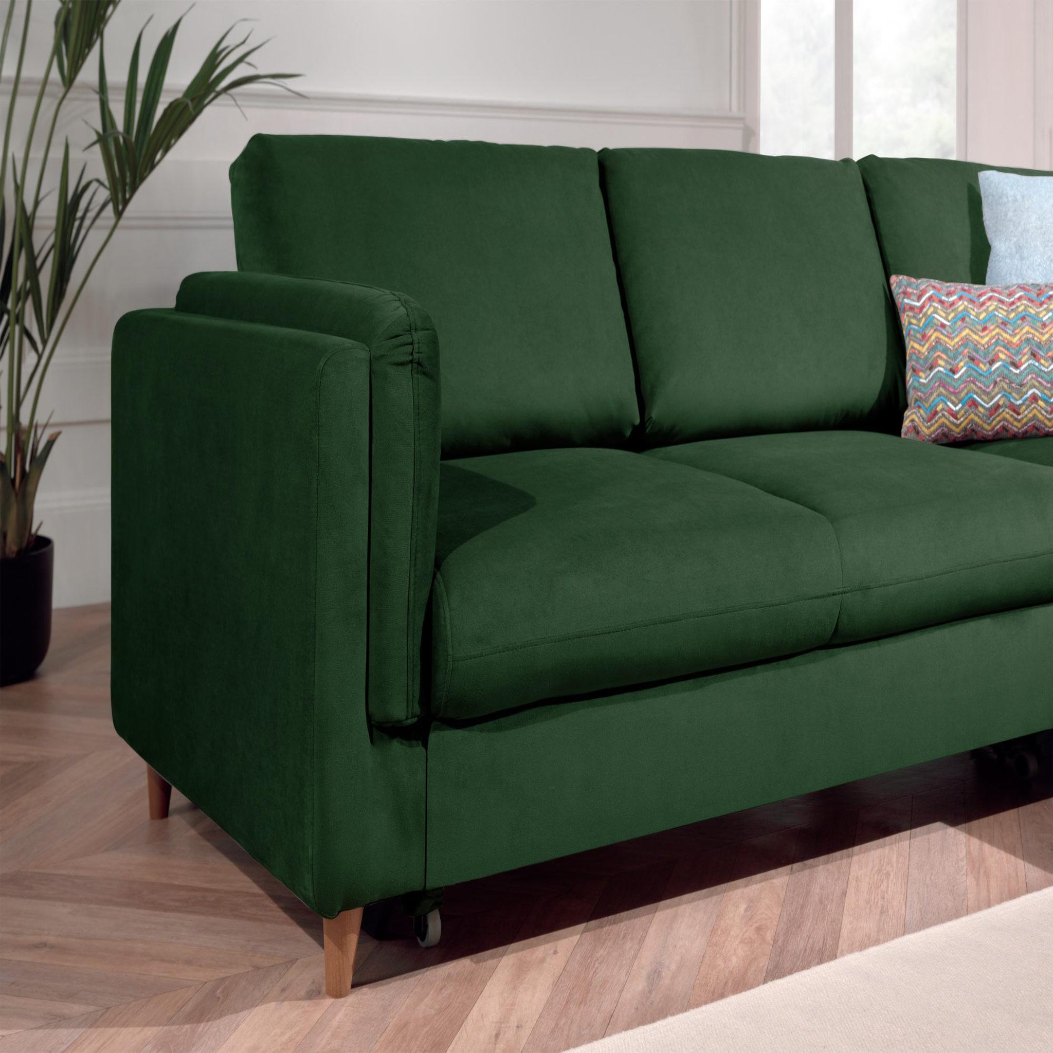 Voir la diapositive 4 : BEST MOBILIER Brooke - canapé d'angle droit - convertible - 5 places - en velours
