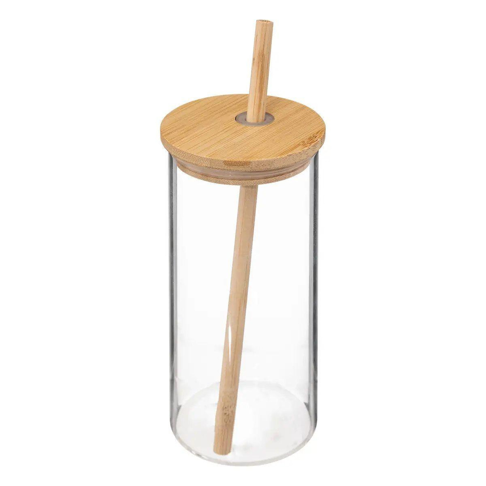 Voir la diapositive 2 : SECRET DE GOURMET Coffret carafe, 4 verres & pailles  bambou  28cm transparent