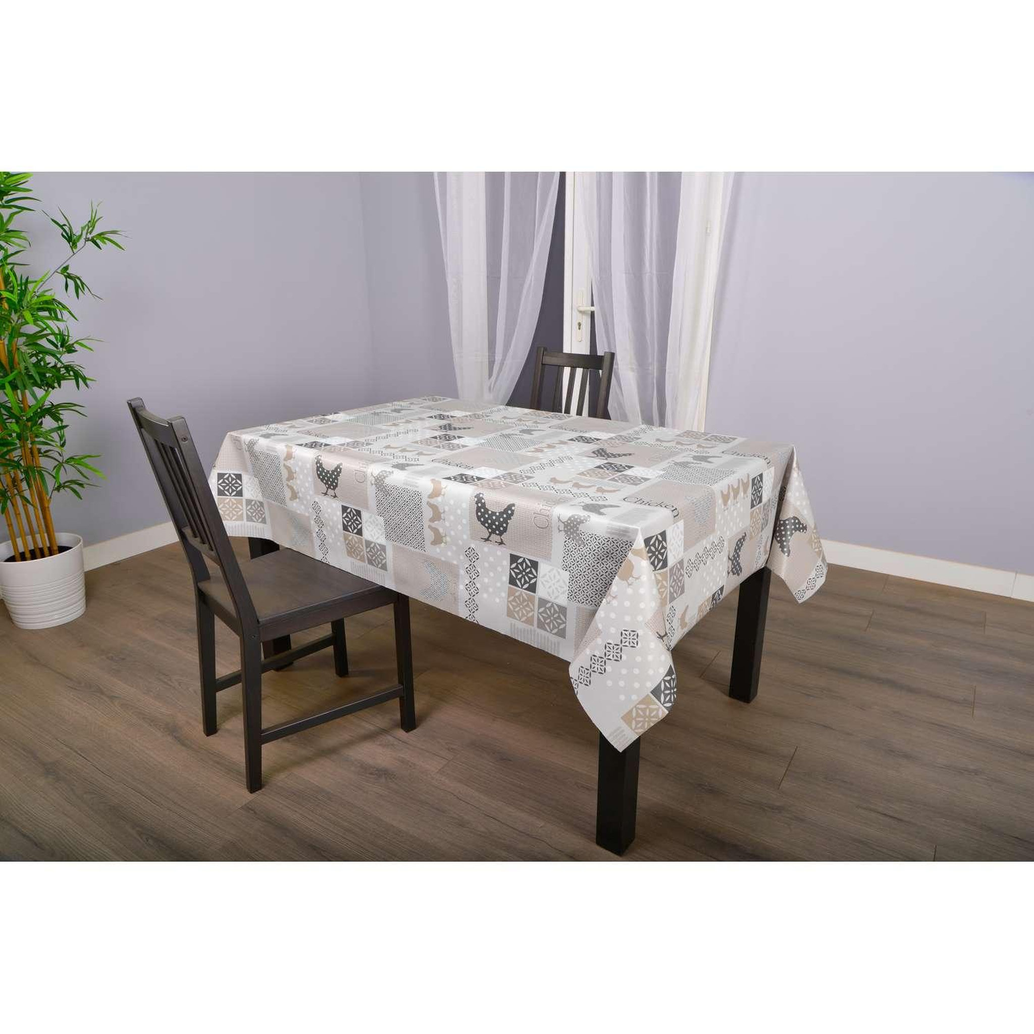Voir la diapositive 2 : HABITABLE Nappe en toile cirée rectangulaire Baco - 140 x 250 cm - Taupe