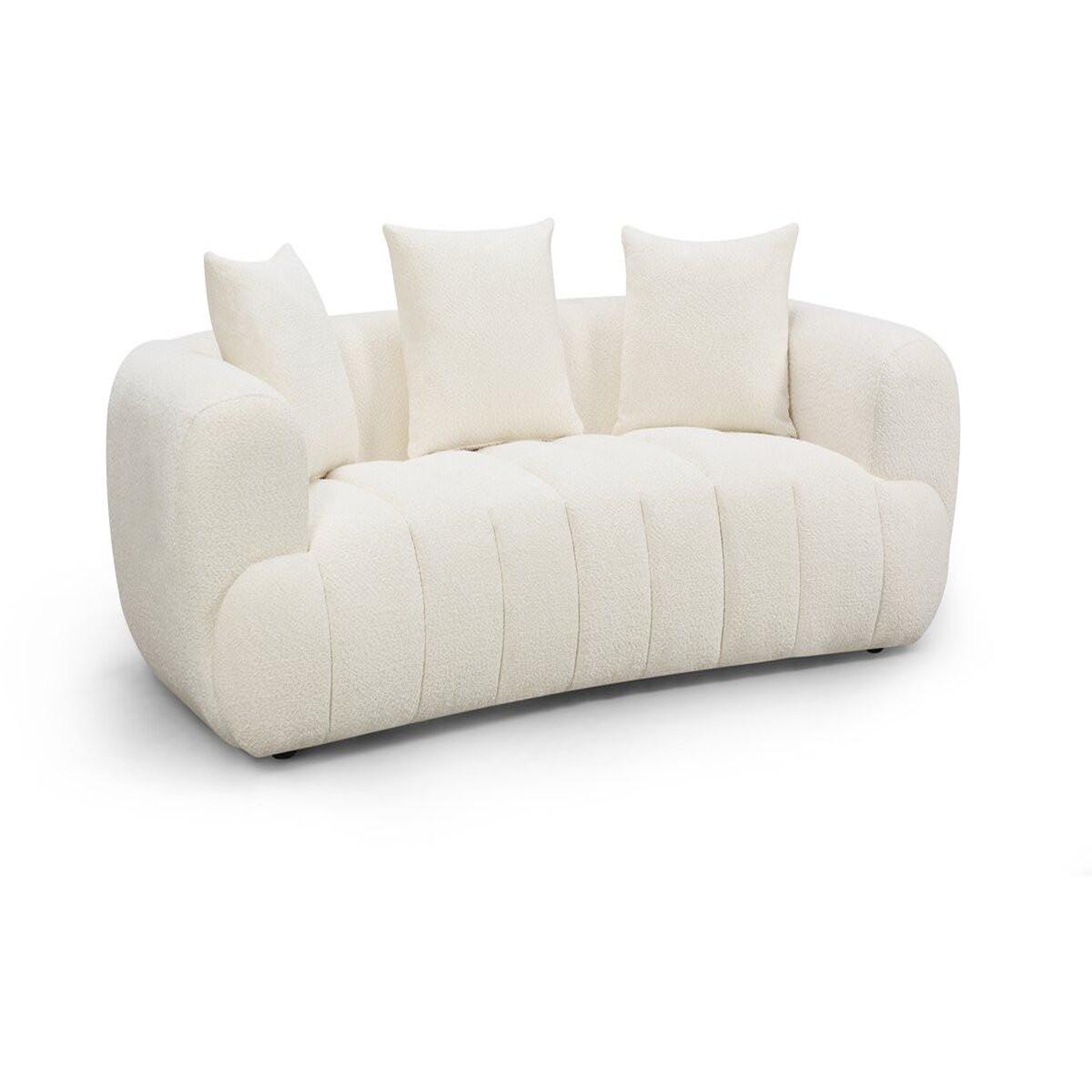 Habitat et Jardin Canapé droit style bubble en tissu texturé  la fayette  - 3 places - crème