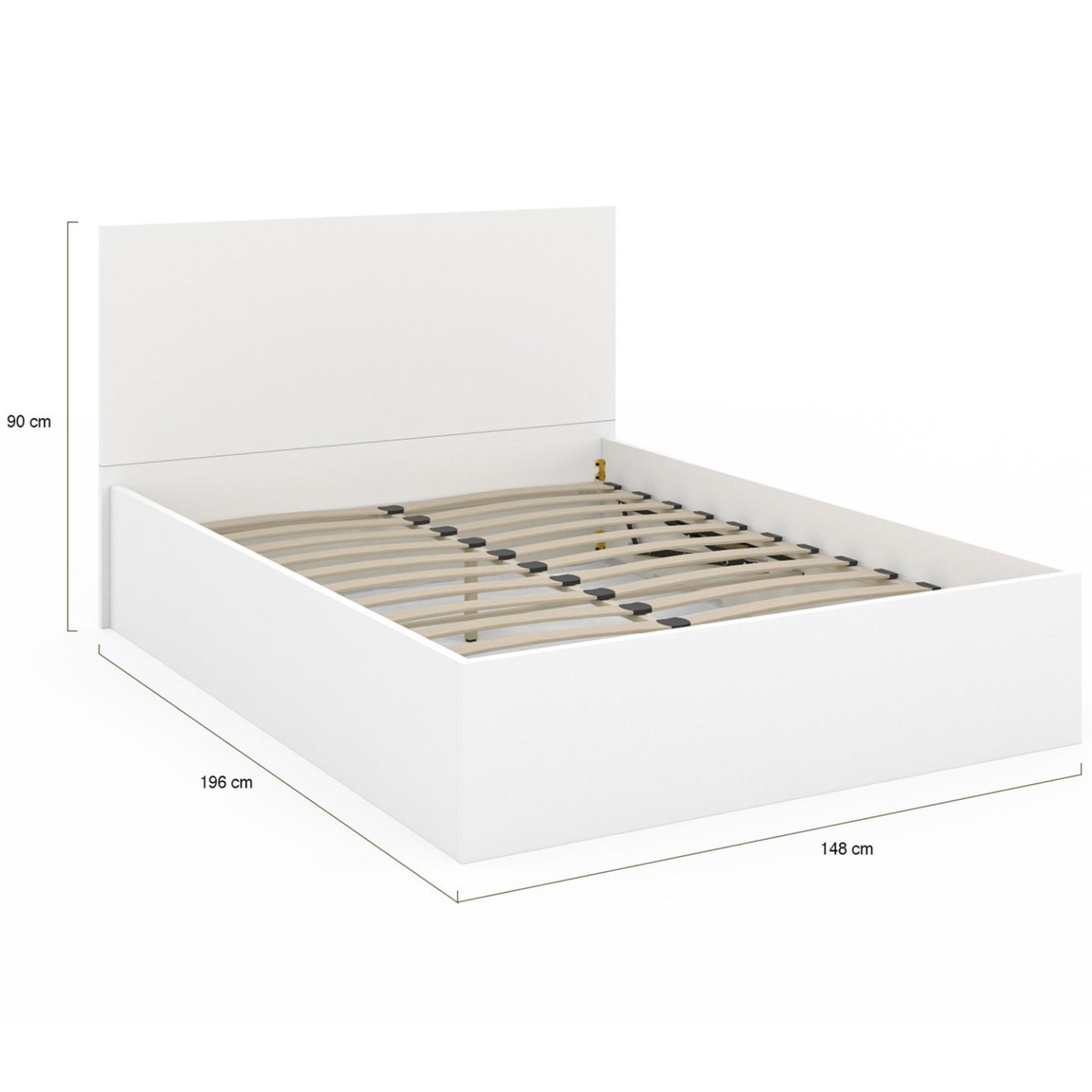 Voir la diapositive 4 : ID MARKET Lit coffre double seaside avec tête de lit et sommier 140 x 190 cm blanc