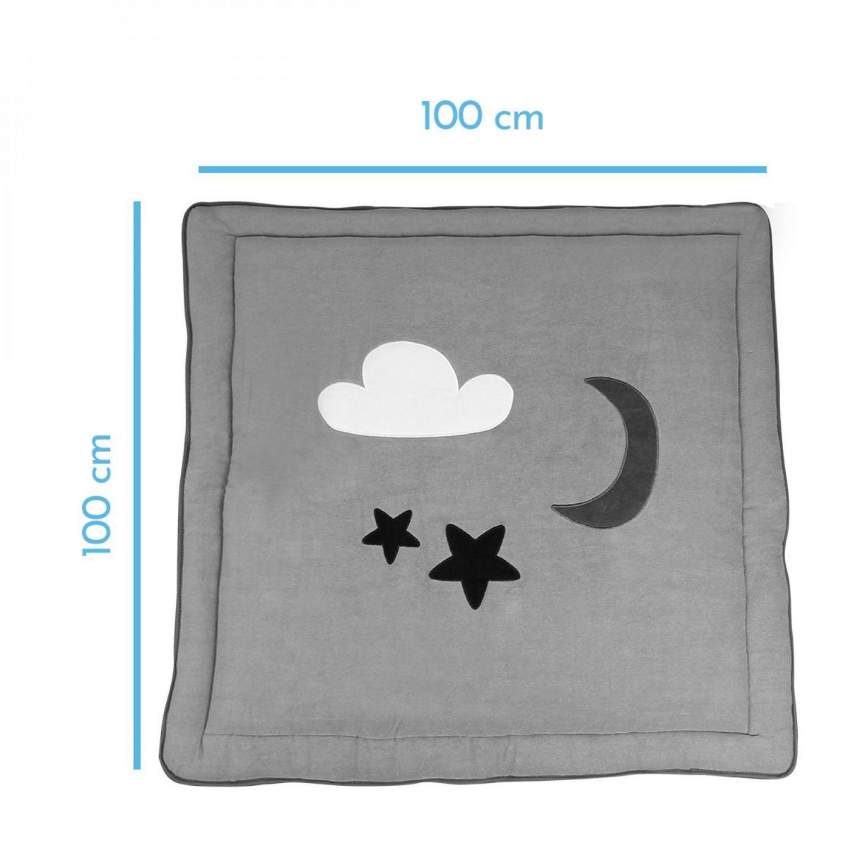 Monsieur Bébé Tapis de jeu, de sol, d'éveil ou de parc bébé, enfant molletonné 1m x 1m - Gris