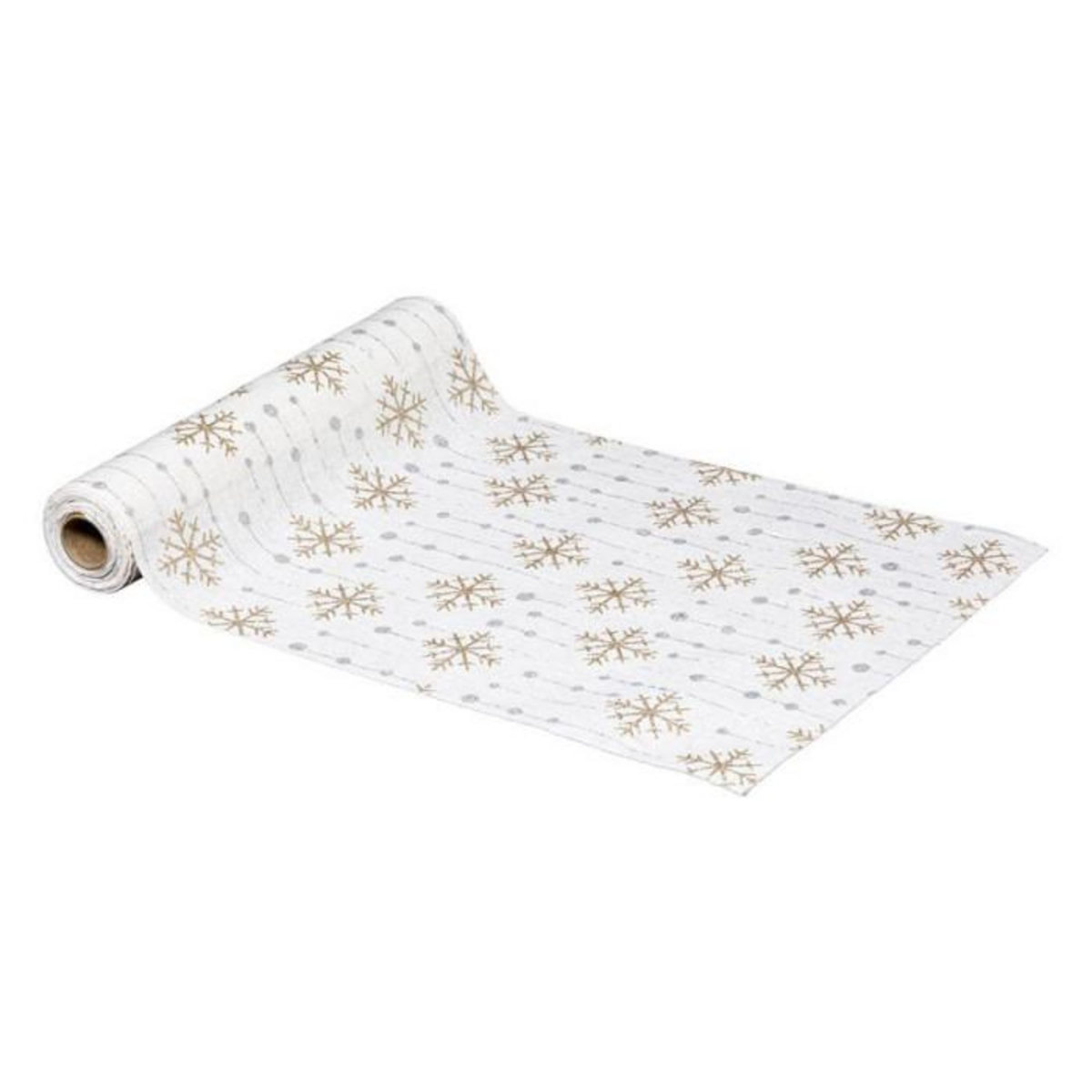 FEERIC LIGHT & CHRISTMAS Chemin de Table  Polaire  28x300cm Blanc & Or