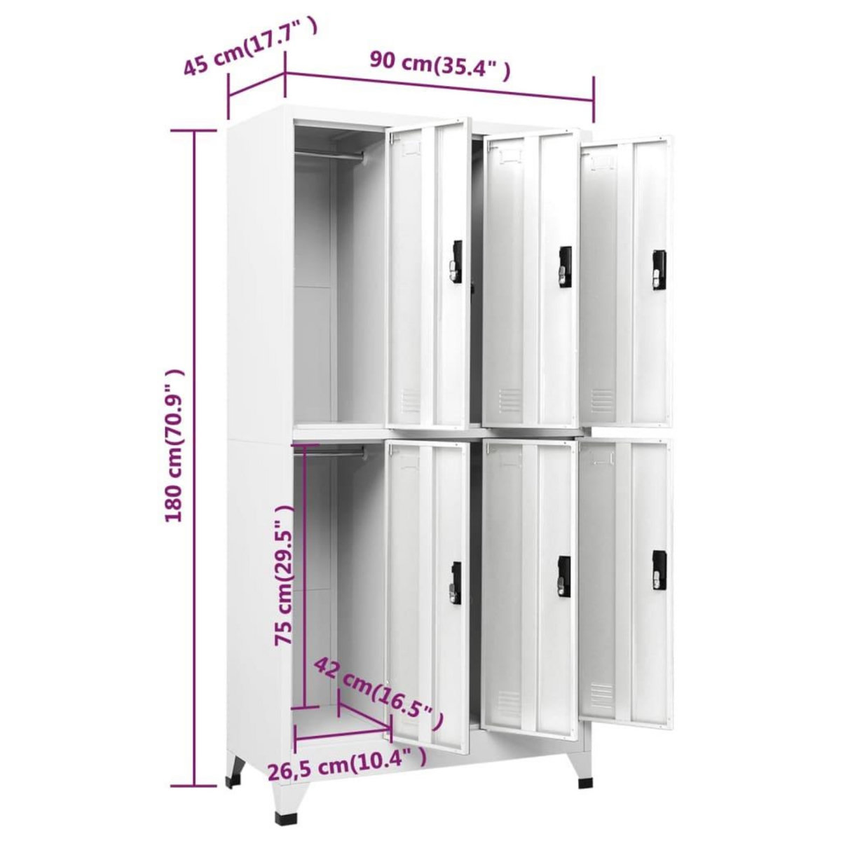 VIDAXL Armoire a casiers Blanc 90x45x180 cm Acier