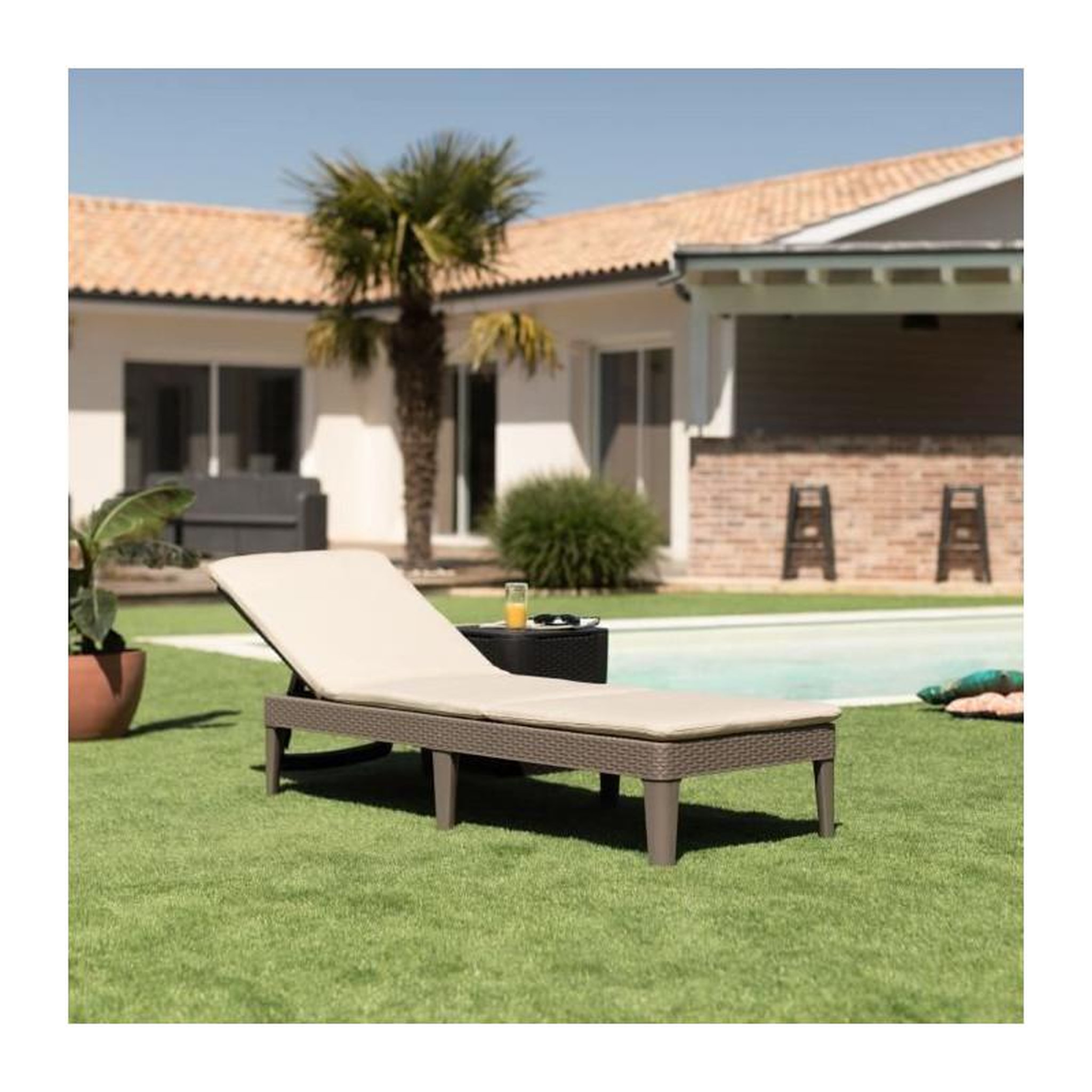 Voir la diapositive 5 : ALLIBERT by KETER Allibert by KETER - Jaipur - Bain de soleil - Résine imitation rotin tressé - Cappuccino