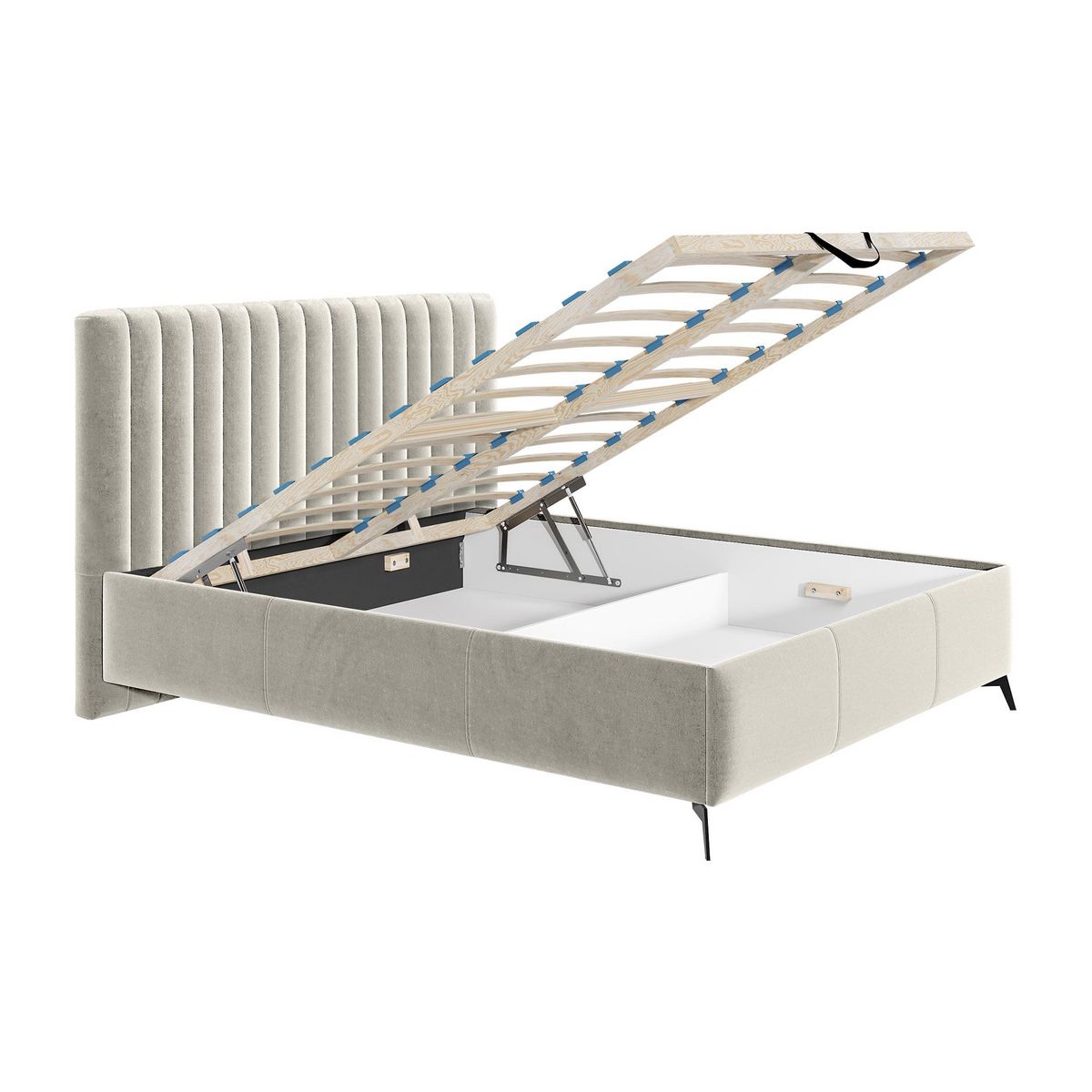 BEST MOBILIER Mendoza - lit coffre - 160x200 - sommier inclus - en velours