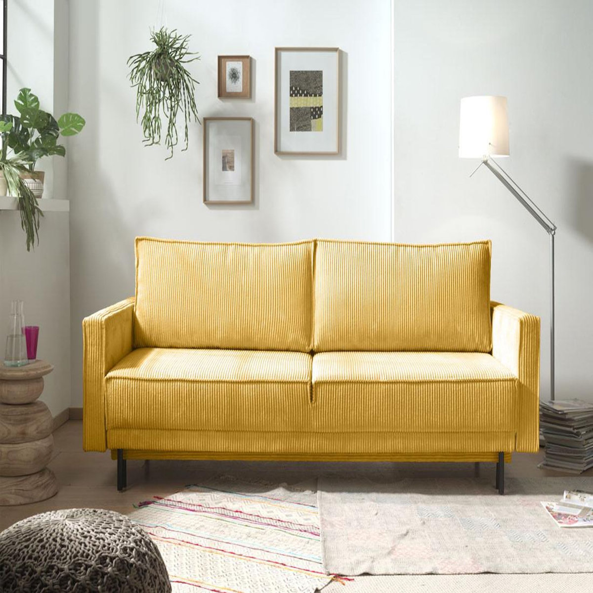 LISA DESIGN Charlie - canapé 3 places convertible avec coffre - en velours côtelé