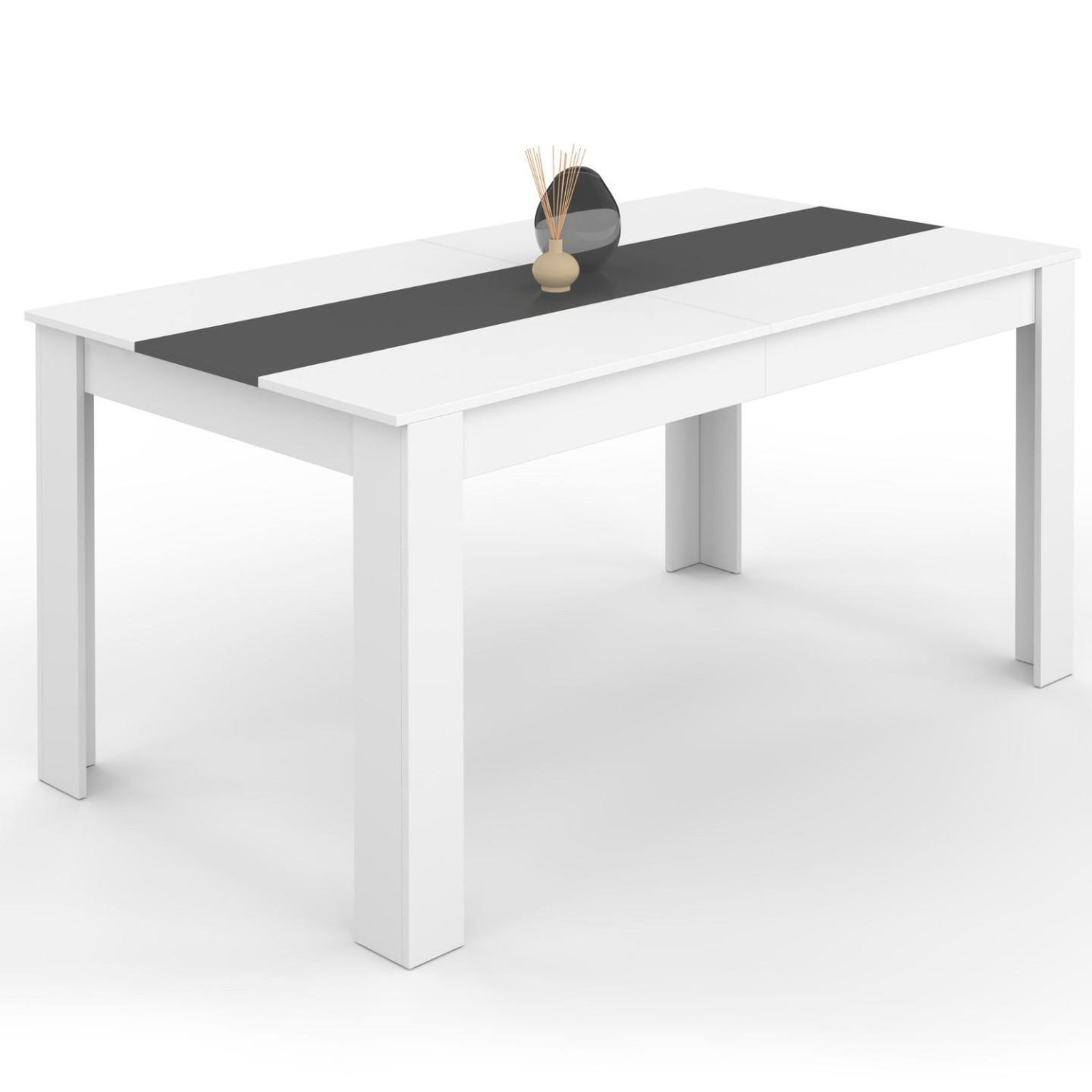 ID MARKET Table à manger rectangle georgia 8 personnes blanche et grise 160 x 80 cm