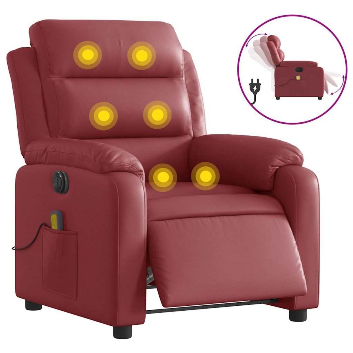 VIDAXL Fauteuil de massage inclinable electrique rouge bordeaux