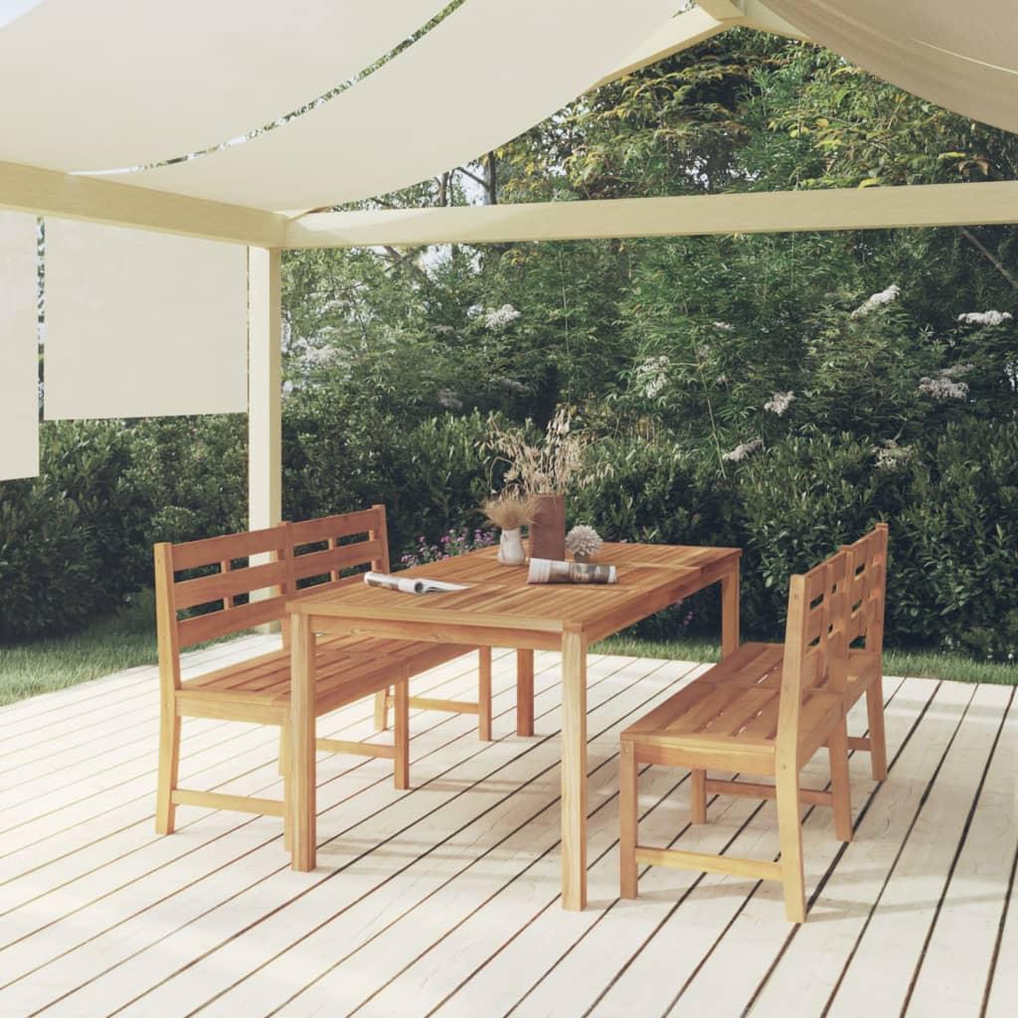 Voir la diapositive 1 : VIDAXL Ensemble a manger de jardin 3 pcs Bois de teck massi