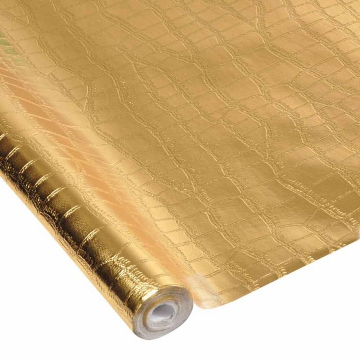 Paris Prix Nappe Plastique  Effet Peau de Crocodile  1,20x5m Or