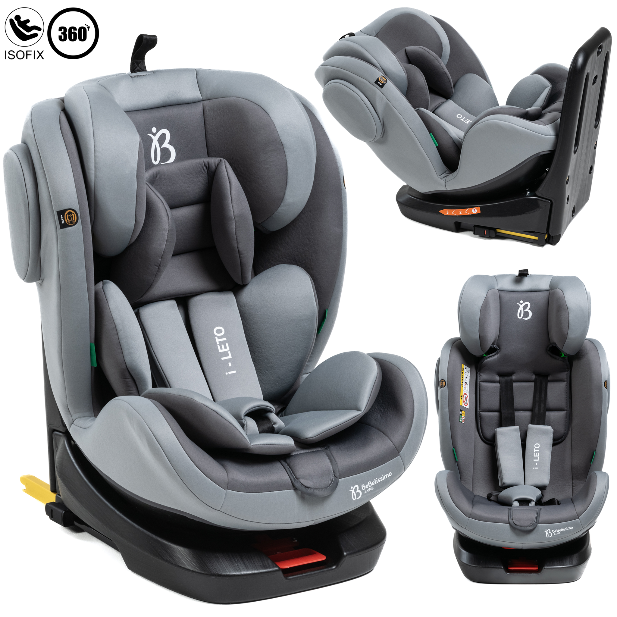 BEBELISSIMO Siège auto Isofix - pivotant 360 ° - groupe 0+/1/2/3 - (0-36kg) - i-Leto