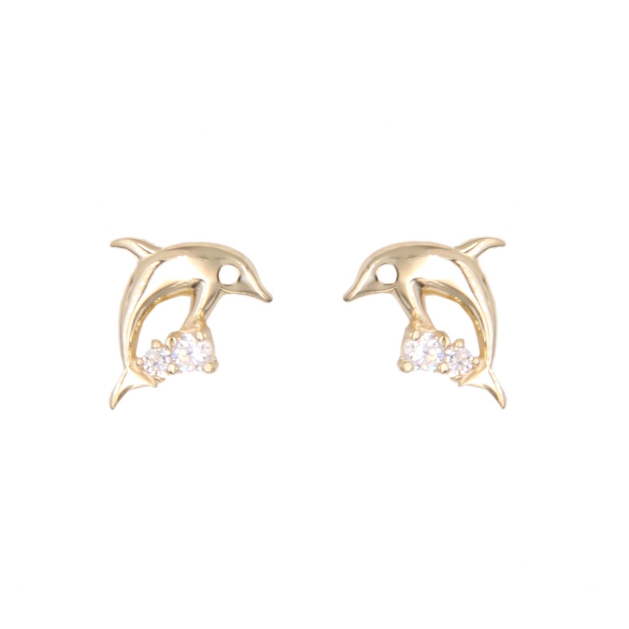 L'ATELIER D'AZUR Boucles d'Oreilles Dauphins - Or Jaune - Enfant
