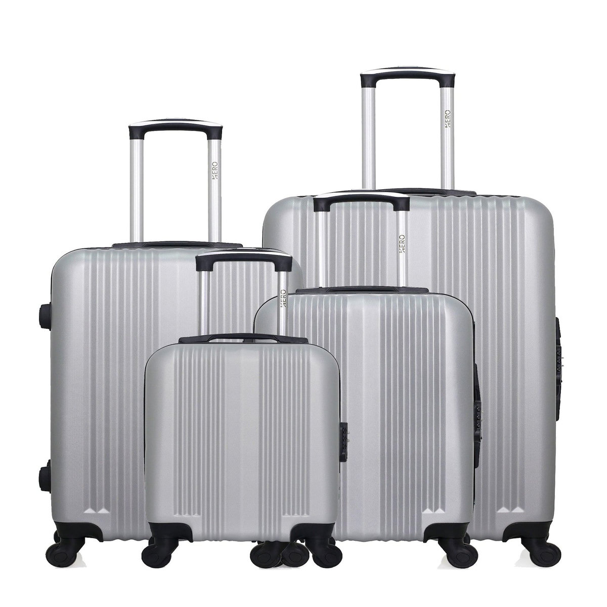 HERO HERO - Lot de 4 - Valise grand format, valise weekend, valise cabine, valise cabine XXS LIPARI