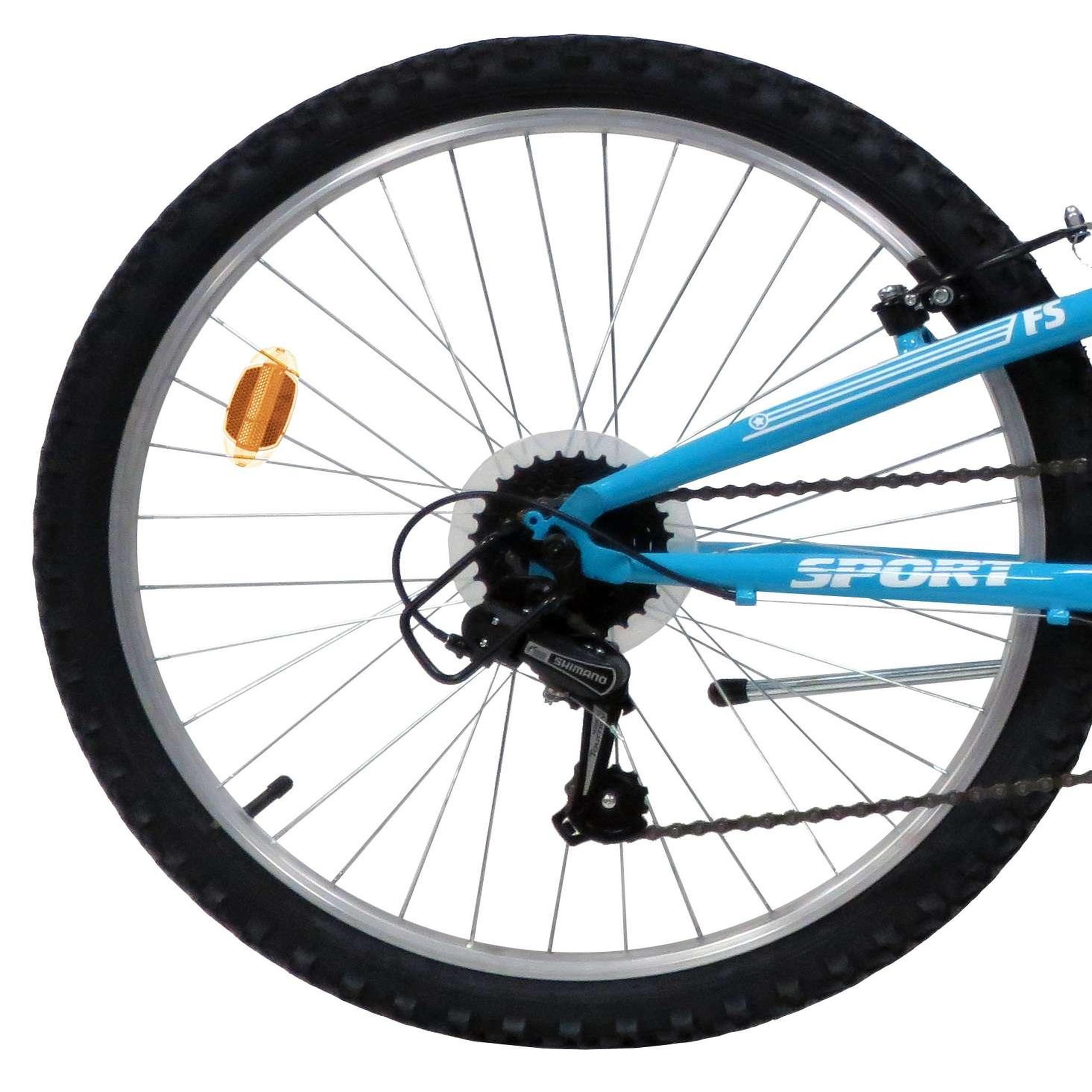 Voir la diapositive 2 : Vélo enfant (140/160 cm) - VTT 24'' Tout Suspendu  Teens   - Fourche télescopique - Cadre acier suspendu - 18 Vitesses - Dérailleur Shimano TY21 - Freins V-Brake et Jantes en aluminium