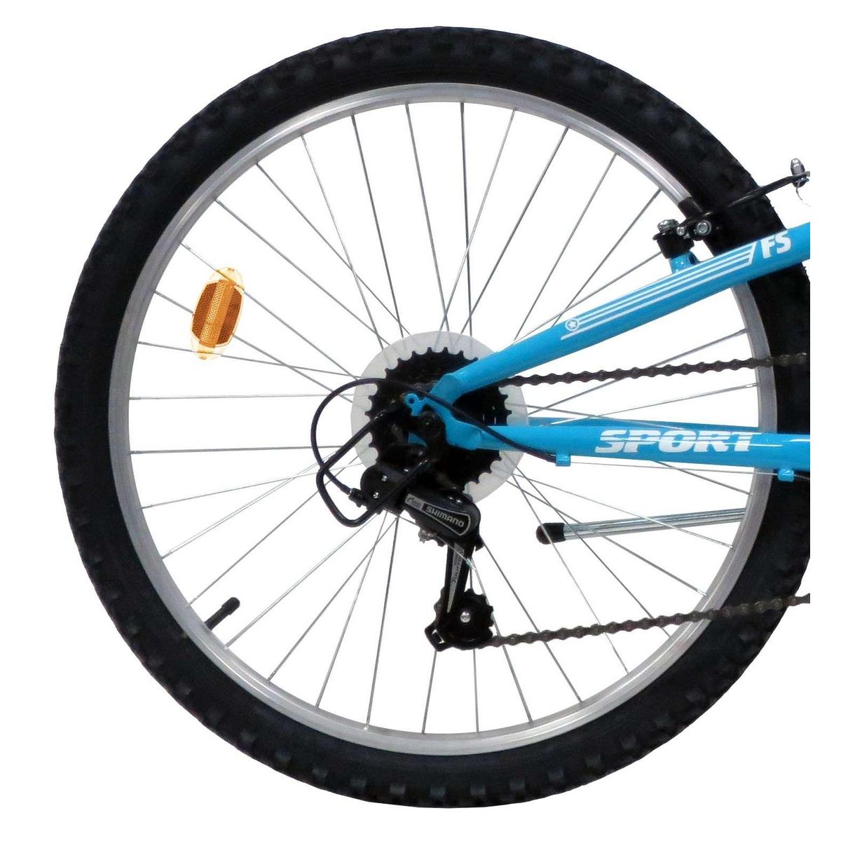 Vélo enfant (140/160 cm) - VTT 24'' Tout Suspendu  Teens   - Fourche télescopique - Cadre acier suspendu - 18 Vitesses - Dérailleur Shimano TY21 - Freins V-Brake et Jantes en aluminium