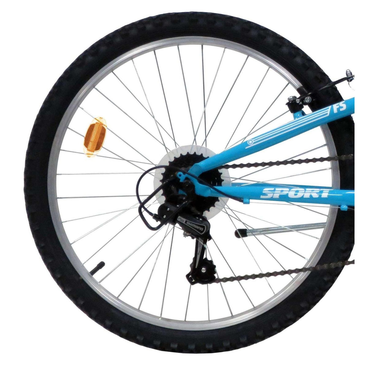 Vélo enfant (140/160 cm) - VTT 24'' Tout Suspendu  Teens   - Fourche télescopique - Cadre acier suspendu - 18 Vitesses - Dérailleur Shimano TY21 - Freins V-Brake et Jantes en aluminium