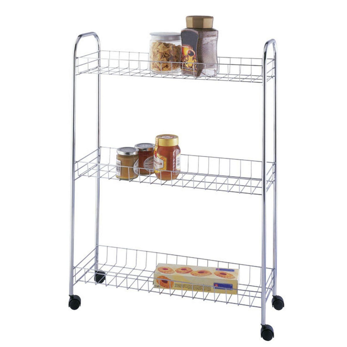 Wenko Etagère à roulettes gain de place - Acier chromé