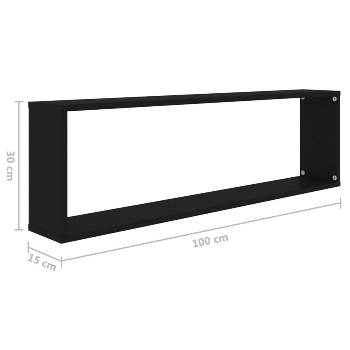 VIDAXL Etageres cube murales 2 pcs noir 100x15x30 cm bois d'ingenierie