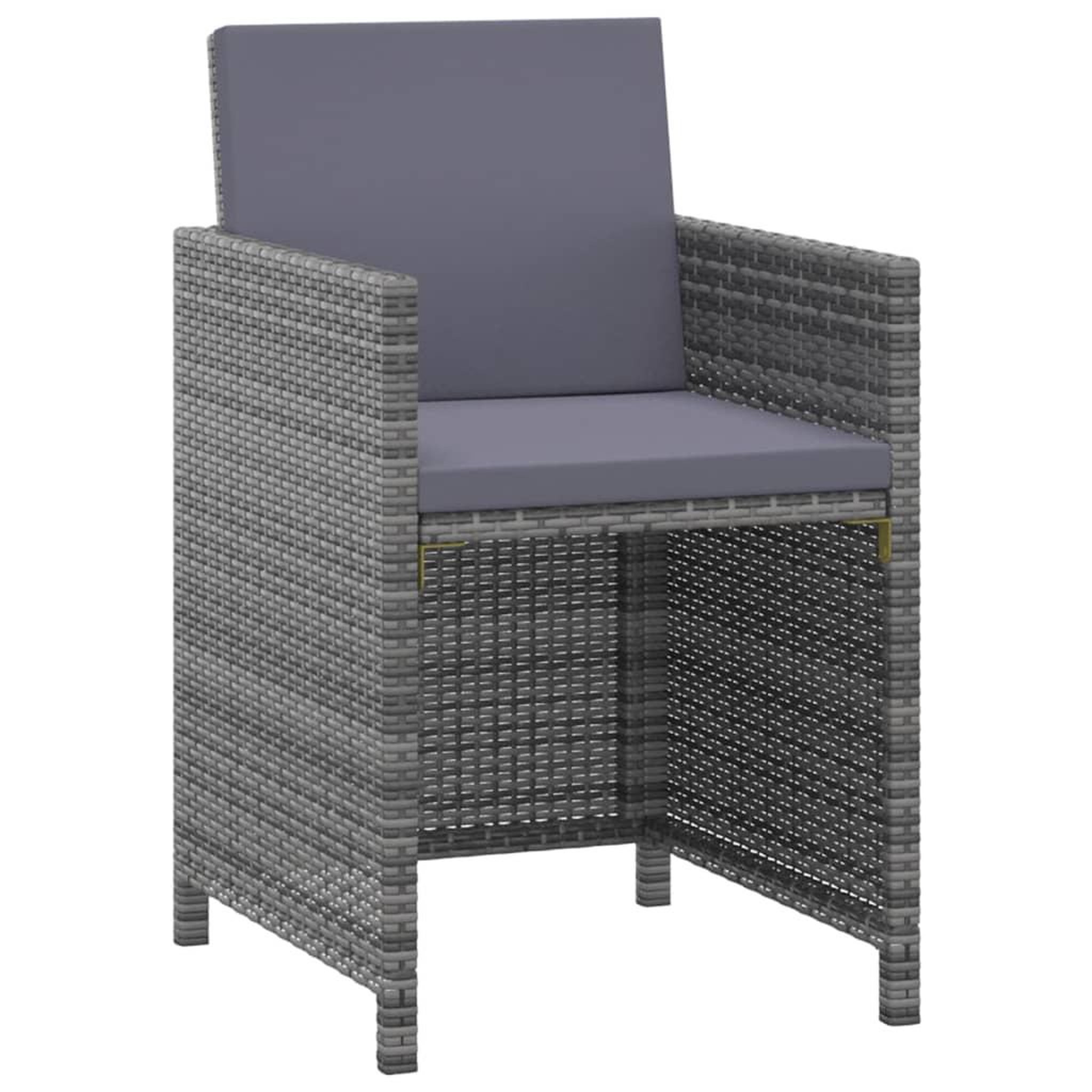 Voir la diapositive 3 : VIDAXL Ensemble a manger de jardin coussins 3pcs Resine tressee Gris