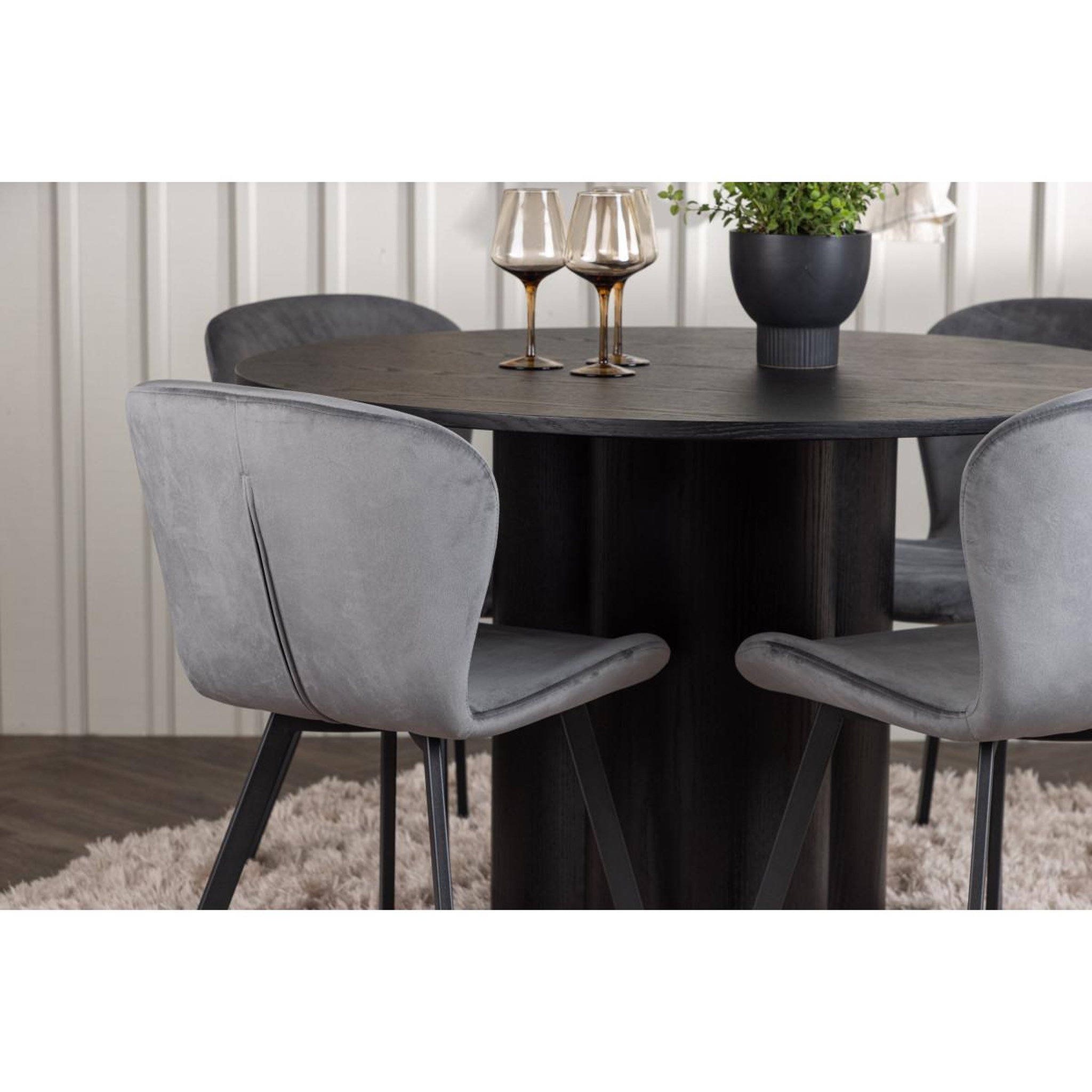 Voir la diapositive 4 : Paris Prix Ensemble table à manger & 4 chaises  olivia & lilja  110cm noir & gris