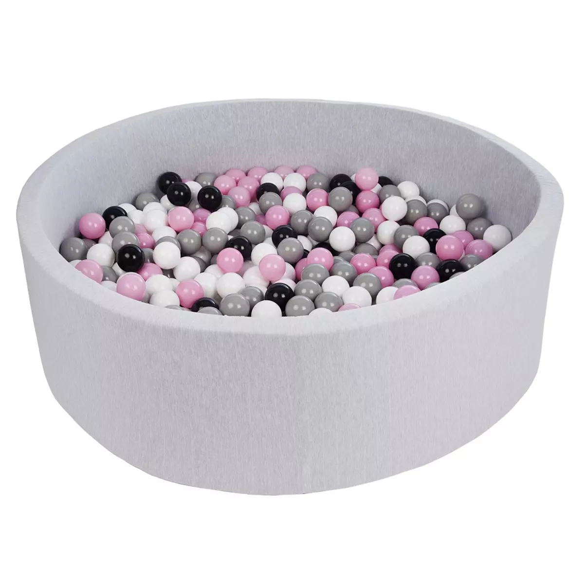  Piscine à balles pour enfant, diamètre env.125 cm, Aire de jeu + 600 balles noir,blanc,rose,gris