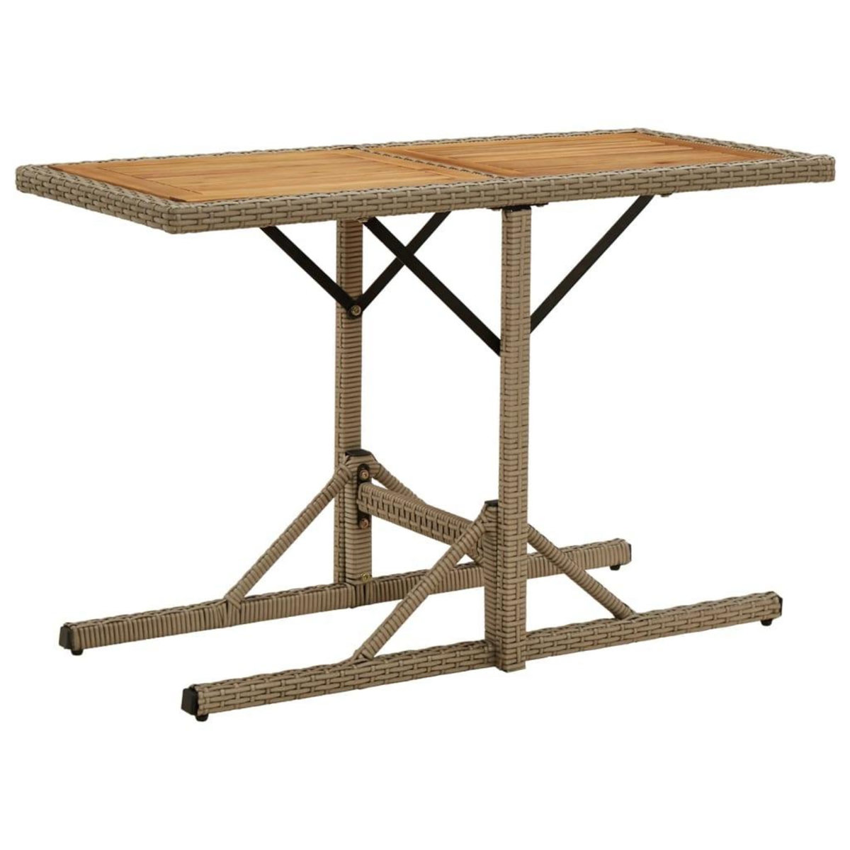 VIDAXL Table de jardin Beige Bois massif d'acacia et poly rotin