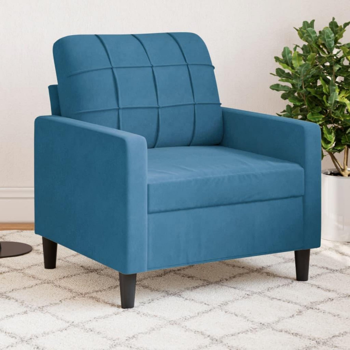 VIDAXL Fauteuil Bleu 60 cm Velours