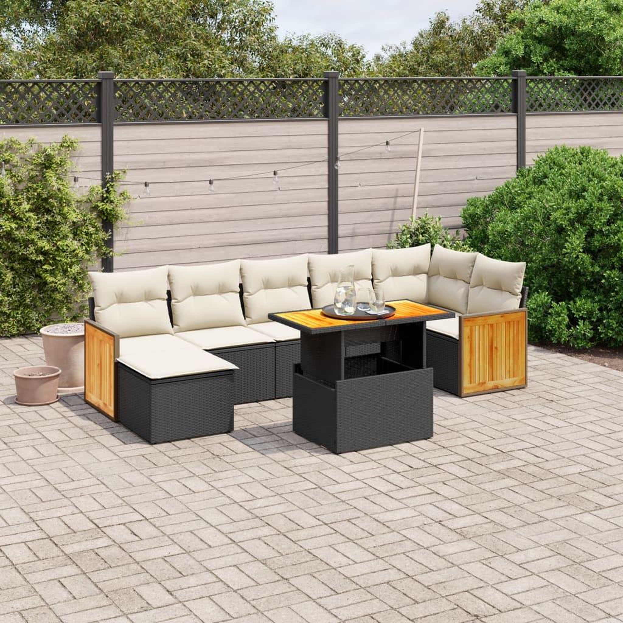 VIDAXL Salon de jardin 8 pcs avec coussins noir resine tressee