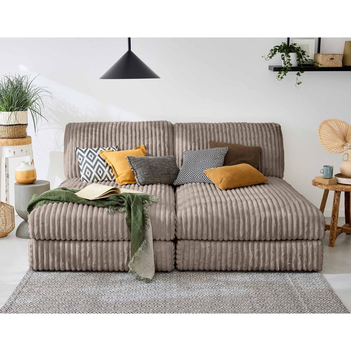 LISA DESIGN Jasper - module méridienne - en fausse fourrure côtelée