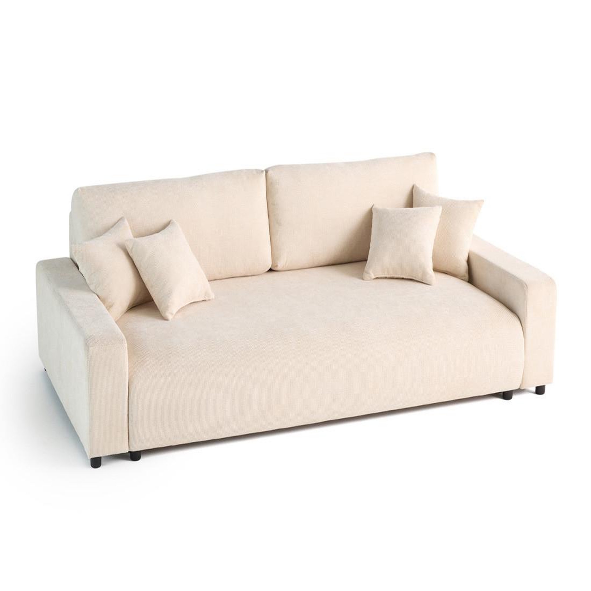 Voir la diapositive 5 : BEST MOBILIER Pivoine - canapé droit 3 places - convertible avec coffre - en velours texturé