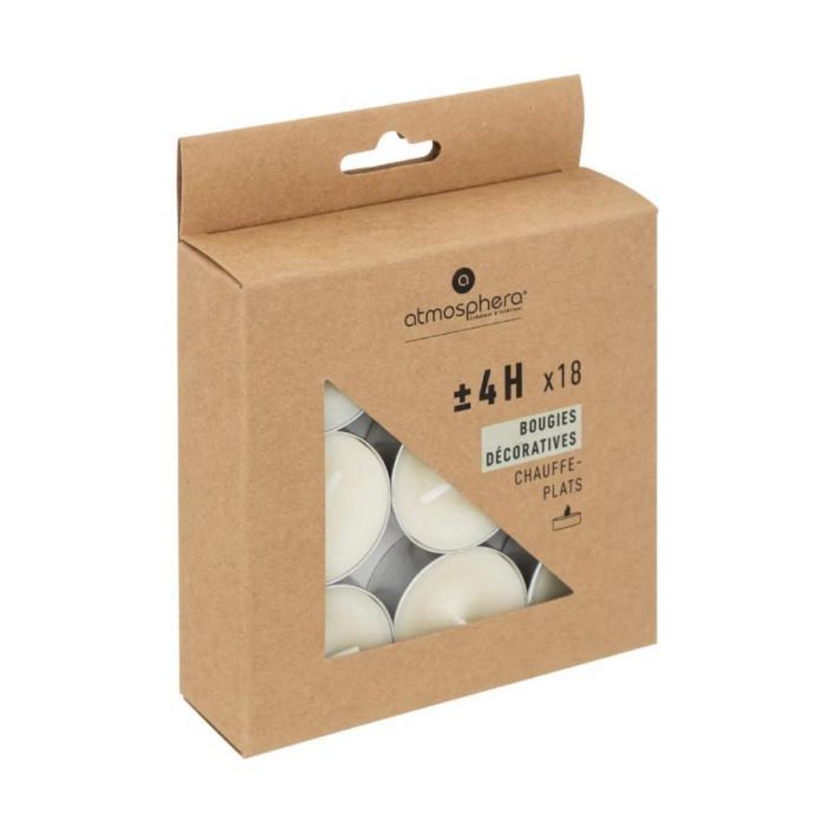 ATMOSPHERA Lot de 18 Bougies Chauffe-Plat  Hugo  3,7cm Ivoire