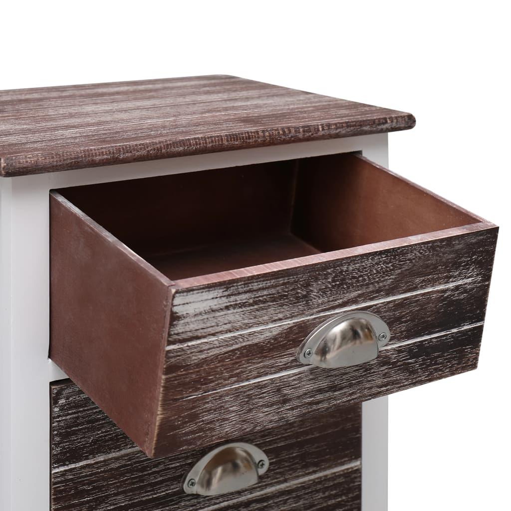 Voir la diapositive 5 : VIDAXL Table de chevet Marron et blanc 38x28x45 cm Bois de Paulownia